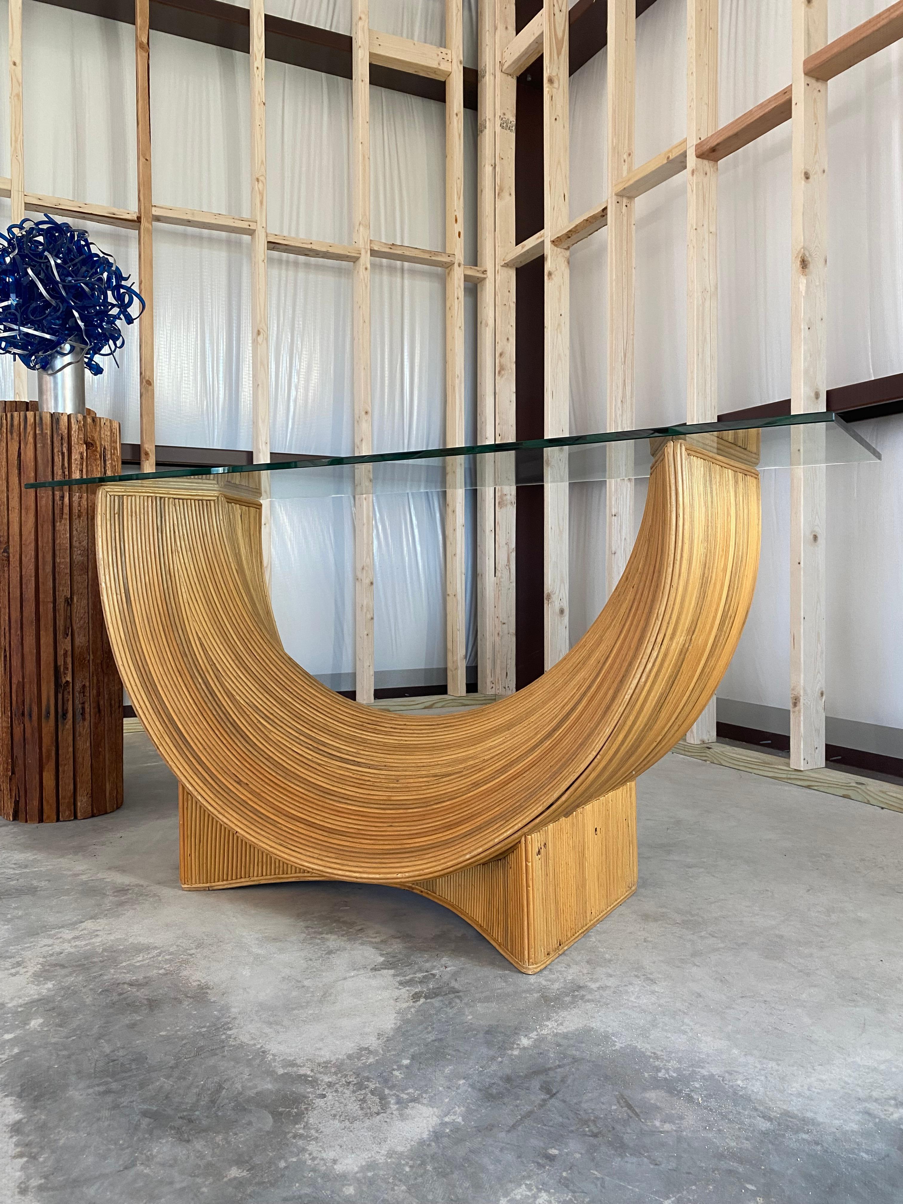 Organic Modern Split Reed Sculptural Console Table For Sale
