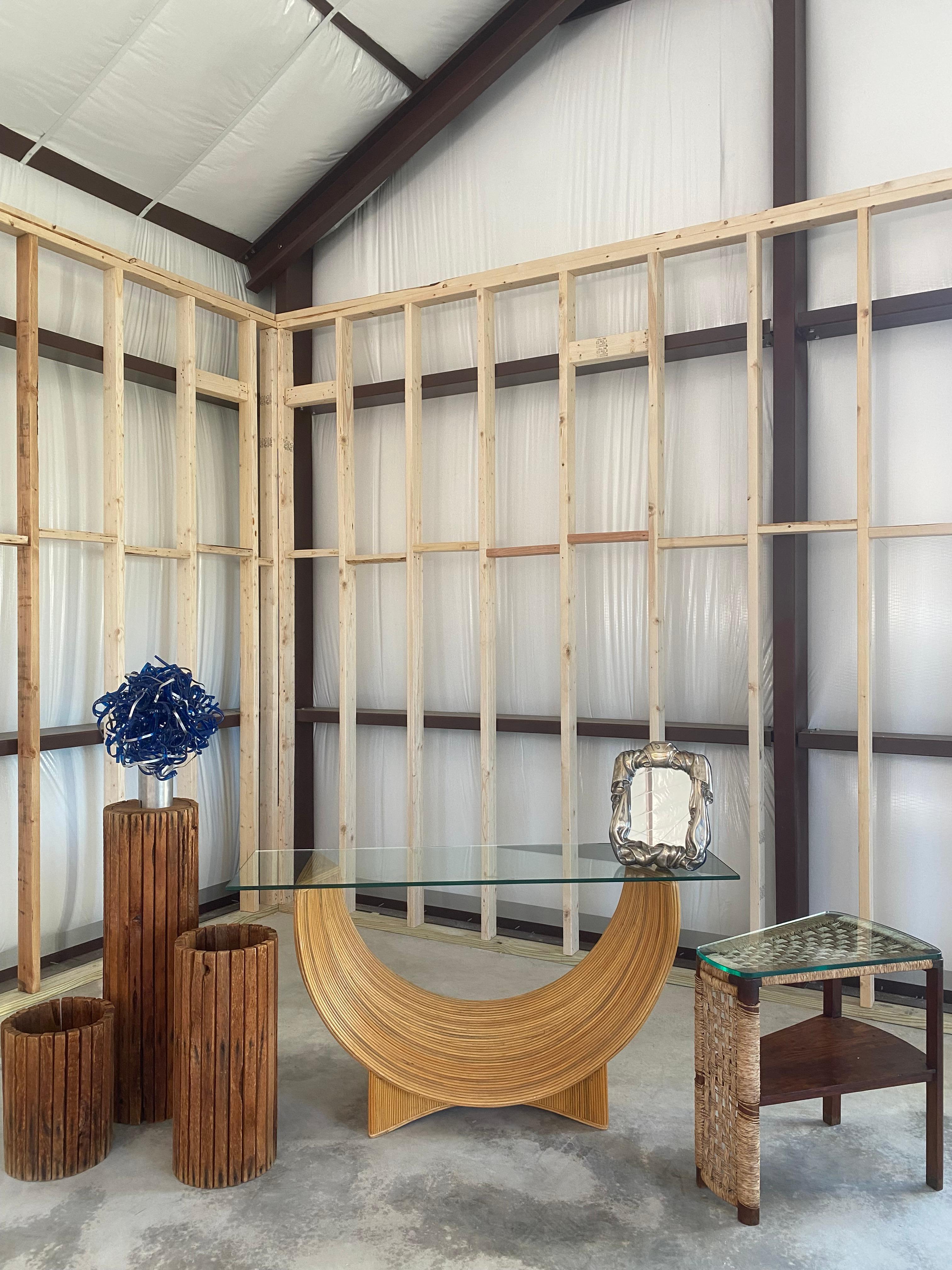 Split Reed Sculptural Console Table In Good Condition For Sale In Round Top, TX