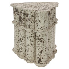 Split Ruffle Ceramic Side Table & Stool in Birch by BZIPPY