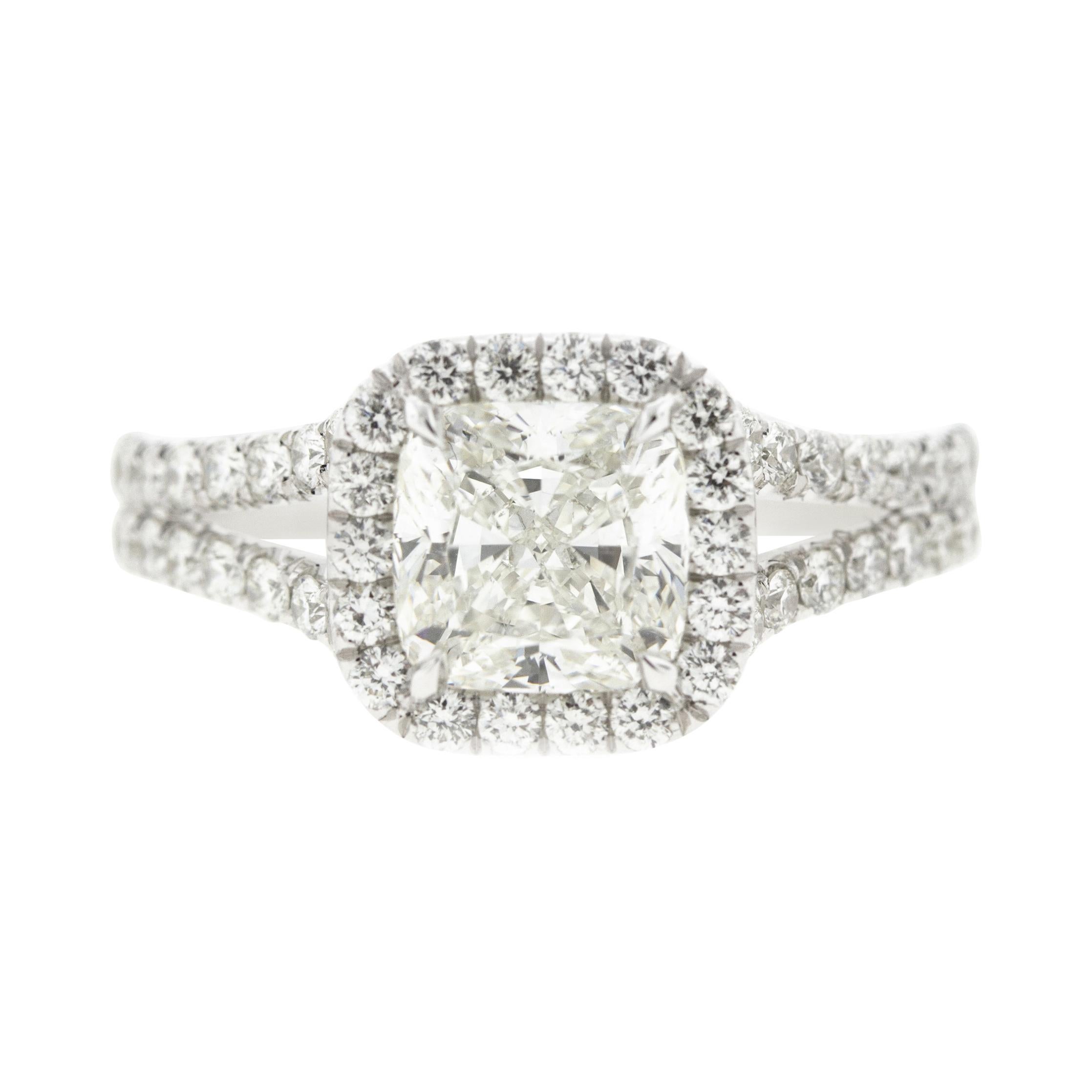 Split Shank Cushion Diamond Engagement Ring For Sale