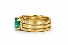 Split Shank oval emerald engagement silver, gold ring