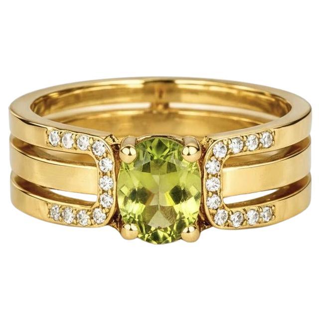 Split Shank oval peridot engagement silver, gold ring