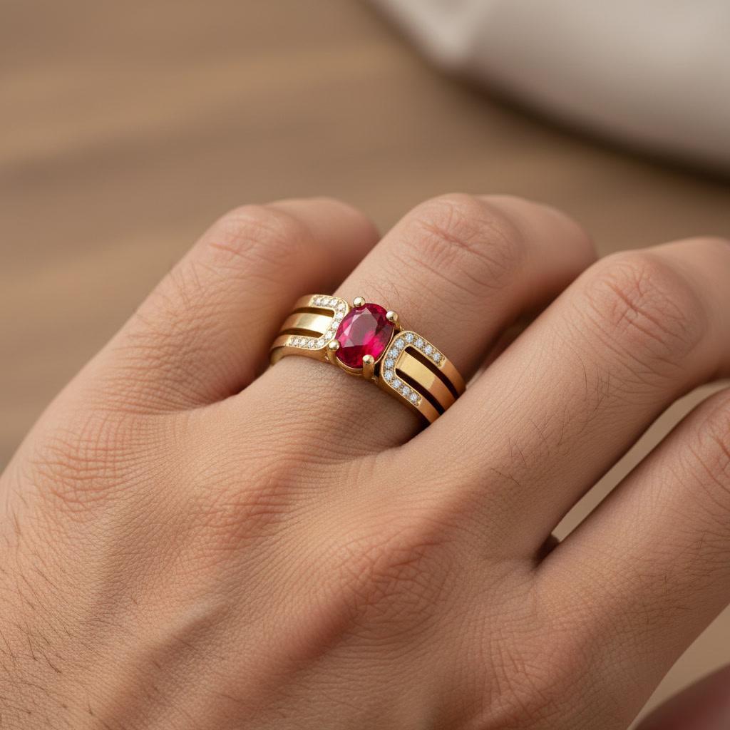 Split Shank Oval Ruby Engagement Silver, Gold Ring - image 3
