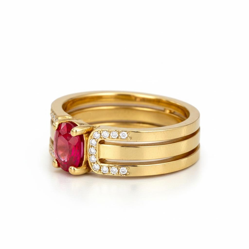 Split Shank Oval Ruby Engagement Silver, Gold Ring - image 5