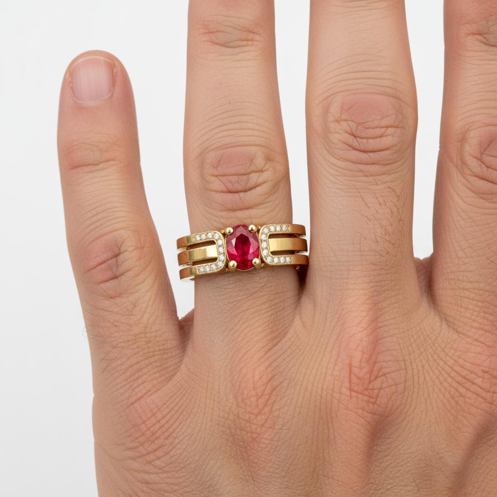 Split Shank Oval Ruby Engagement Silver, Gold Ring - image 6