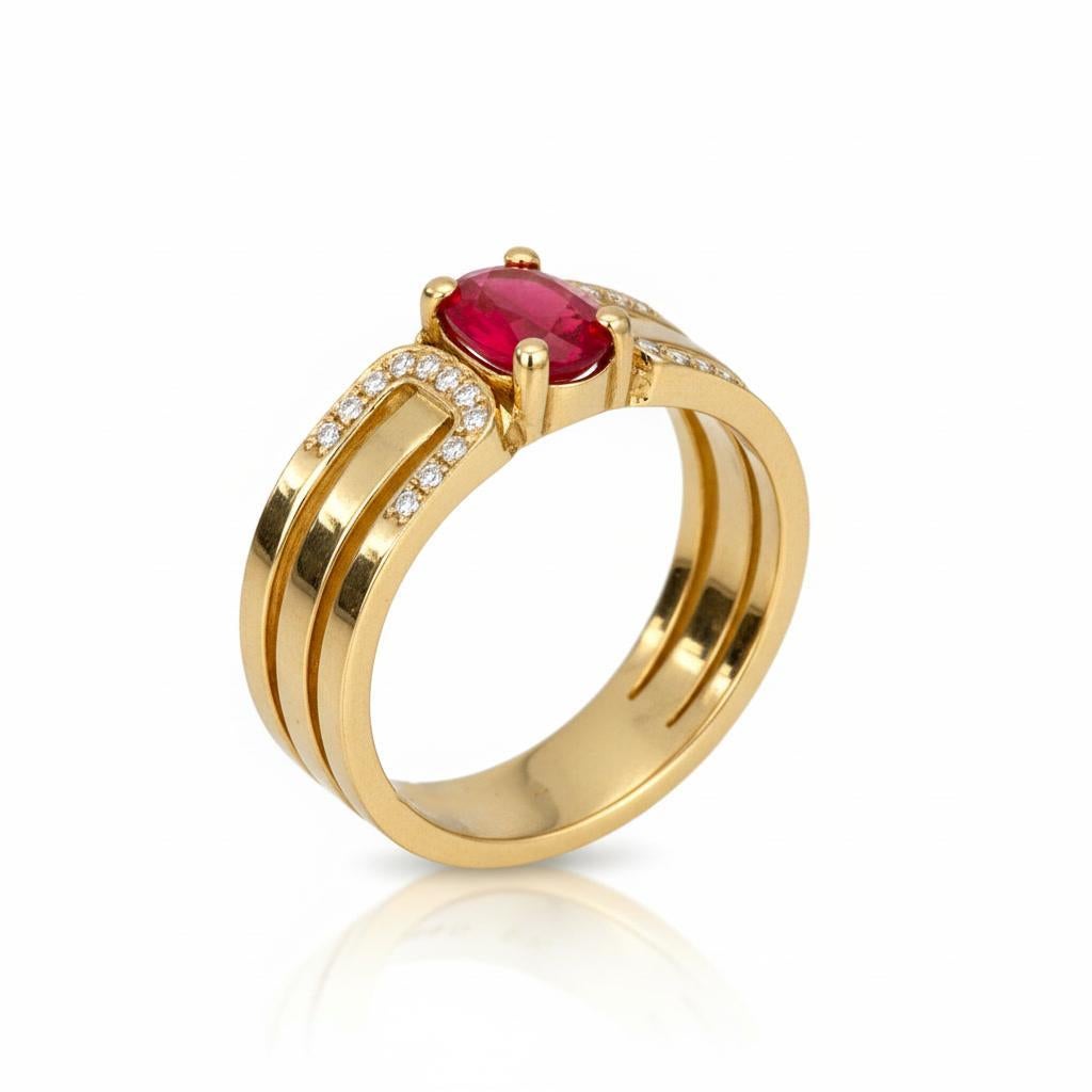 Split Shank Oval Ruby Engagement Silver, Gold Ring - image 7