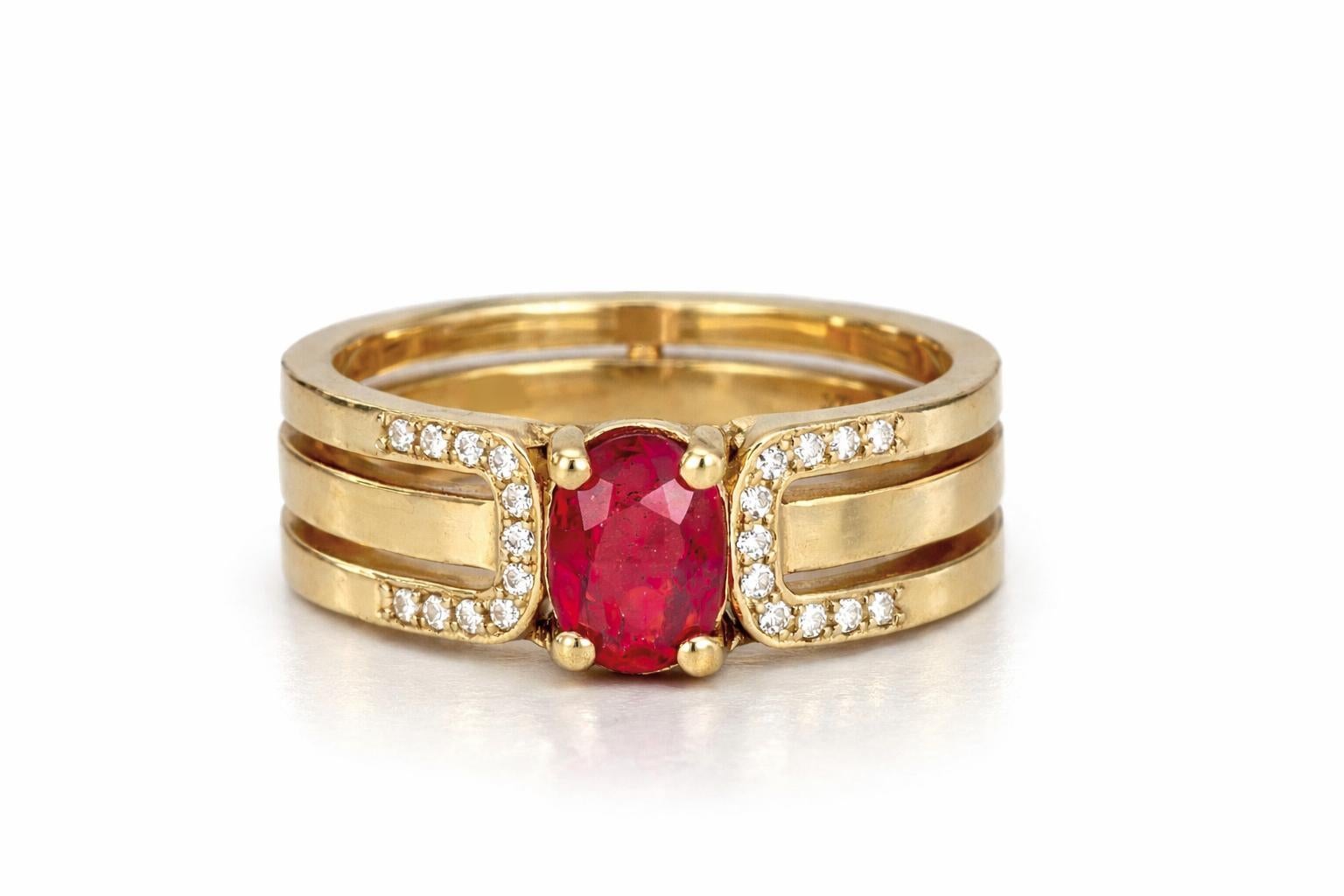 Split Shank Oval Ruby Engagement Silver, Gold Ring - image 8