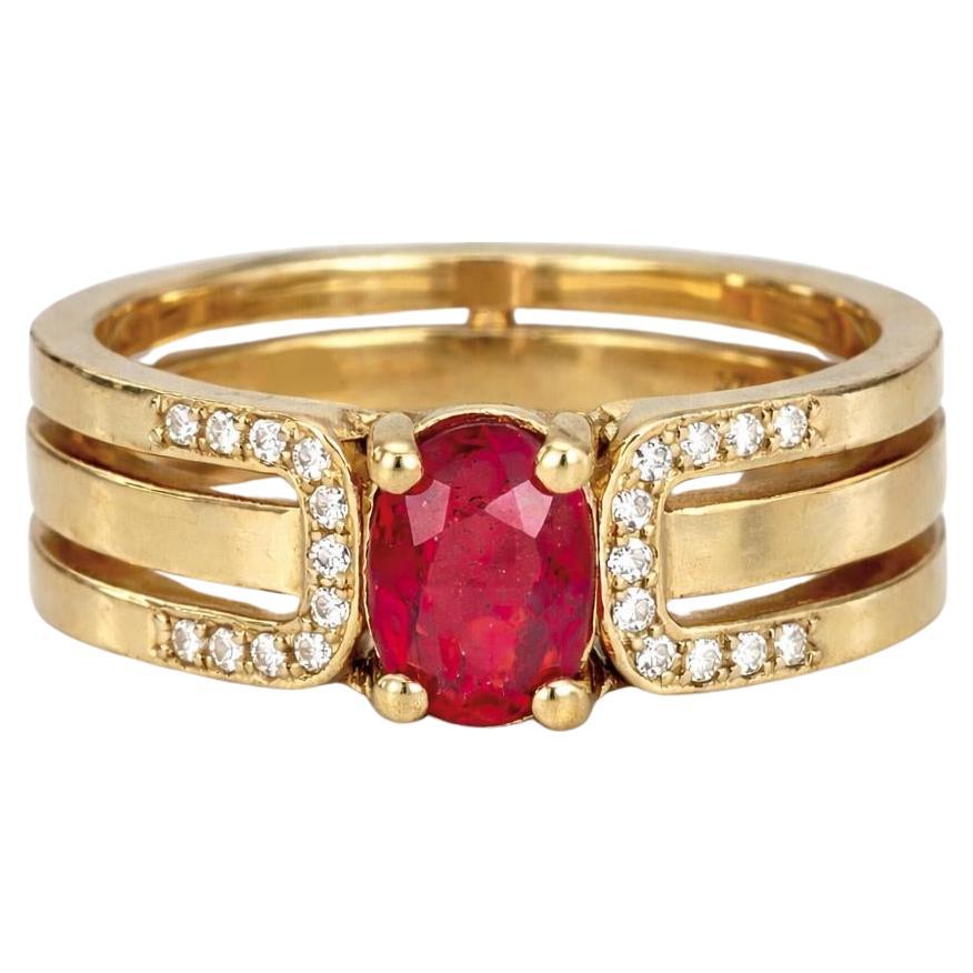Split Shank Oval Ruby Engagement Silver, Gold Ring - image 1