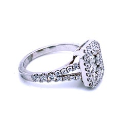 Split Shank Pave Set Diamond Engagement Ring with Halo and Cluster Center