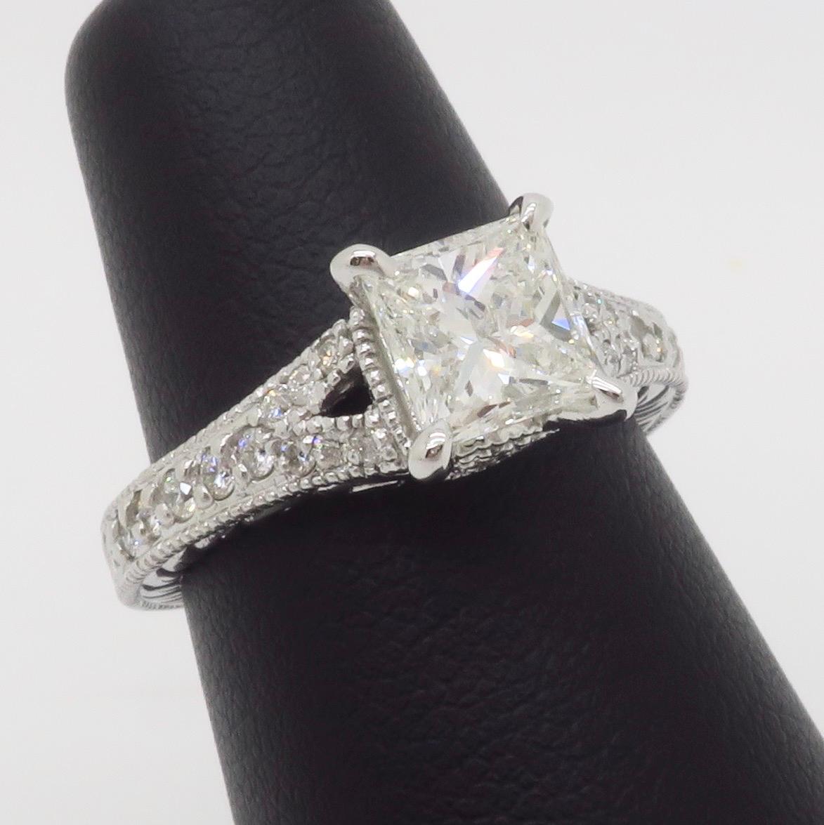 Split Shank Princess Cut Diamond Ring For Sale 6