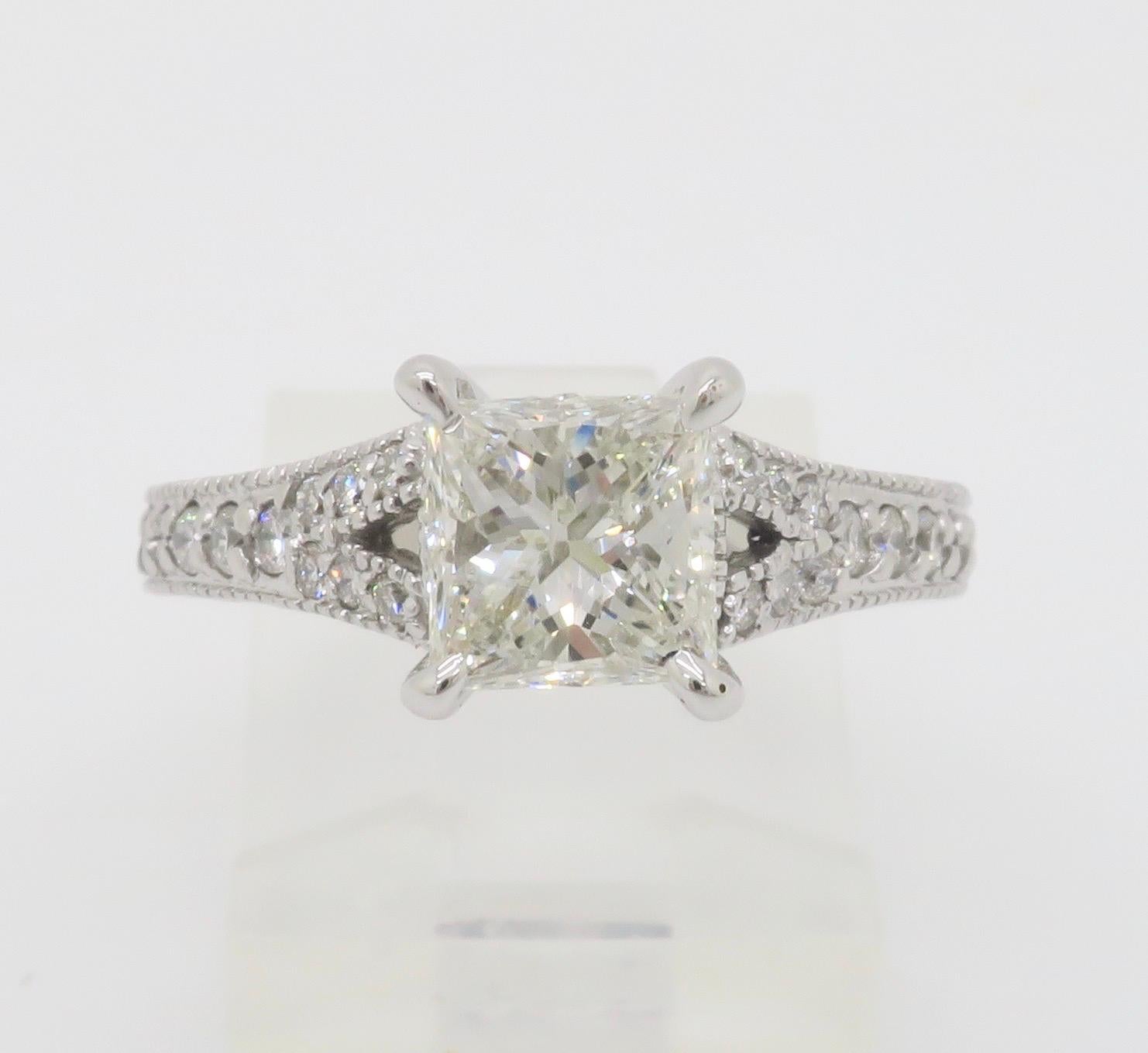Split Shank Princess Cut Diamond Ring For Sale 7