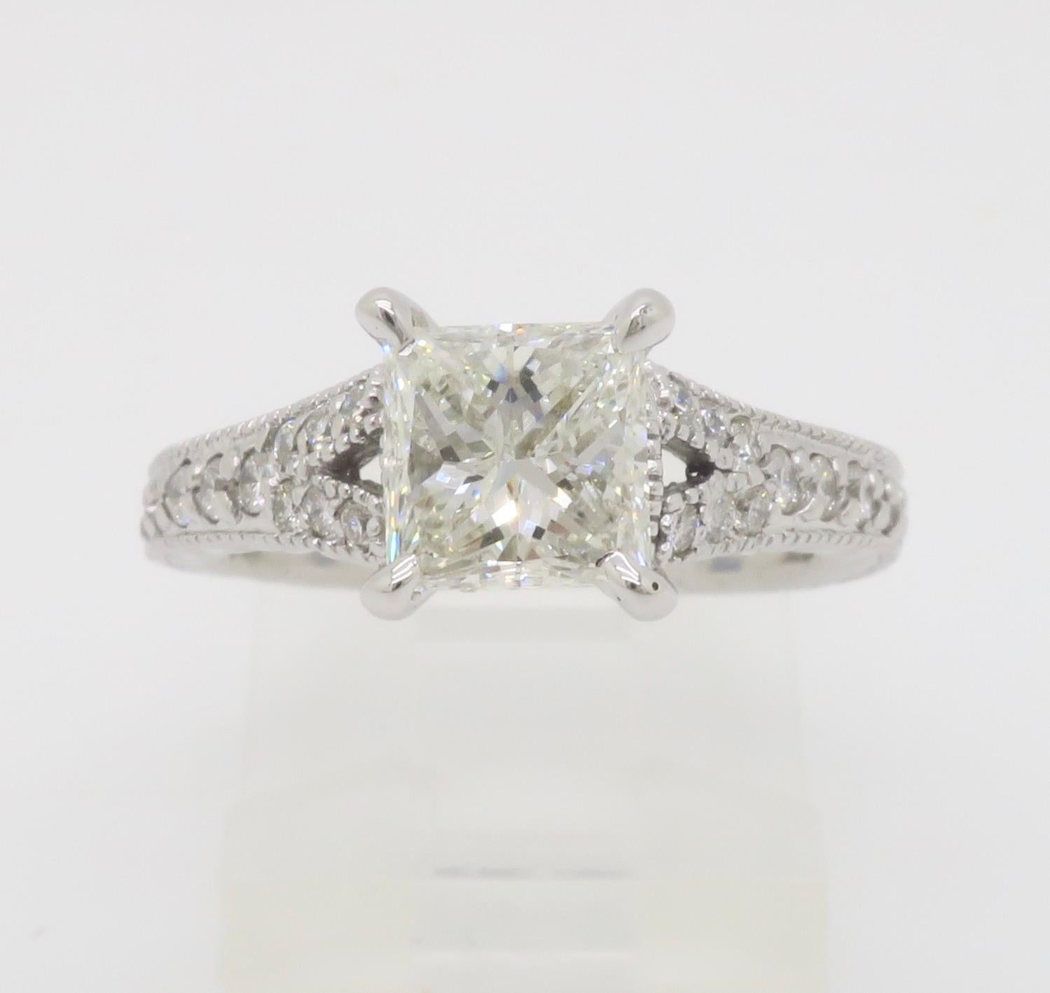 Split Shank Princess Cut Diamond Ring For Sale 8