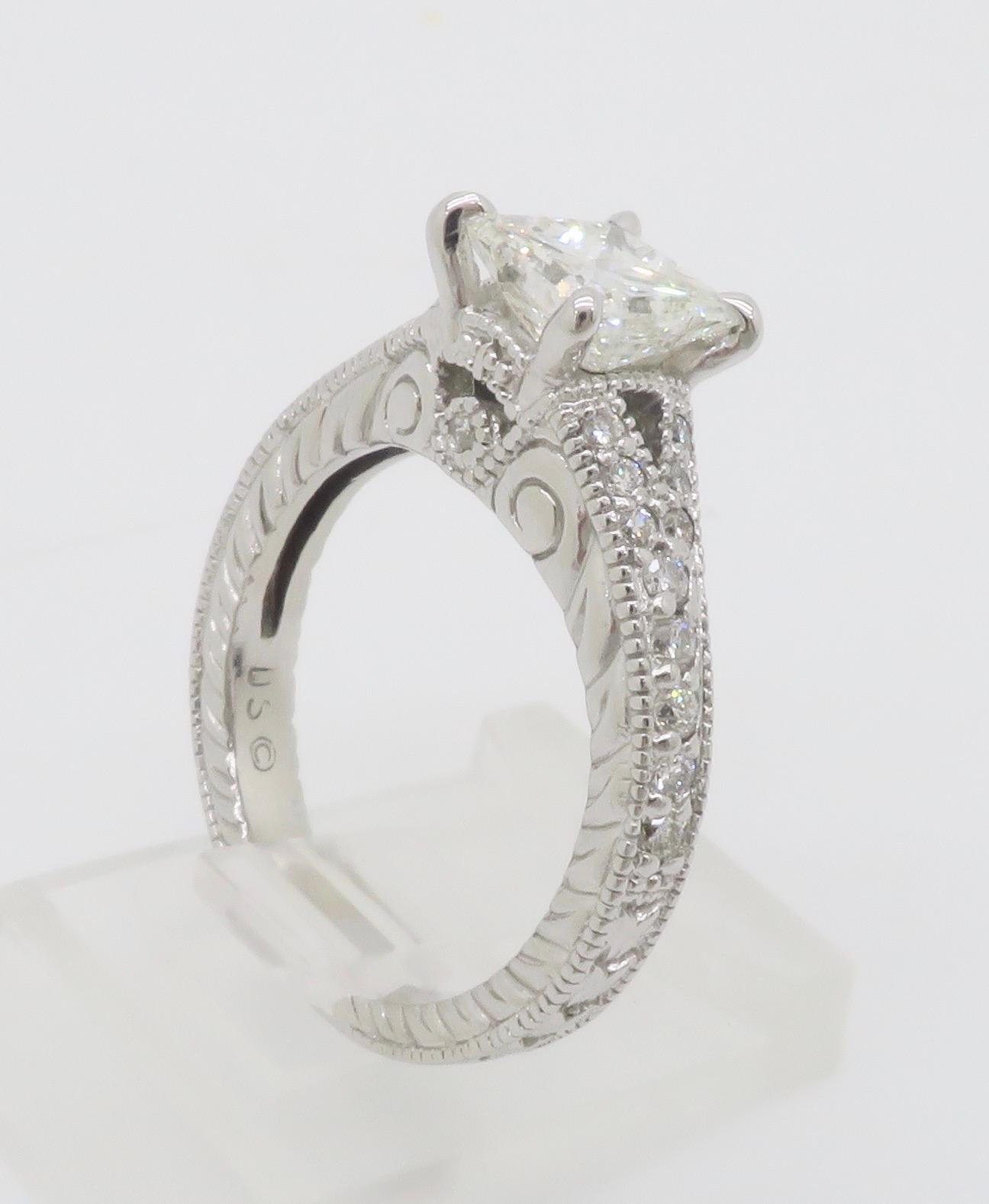 Split Shank Princess Cut Diamond Ring For Sale 11