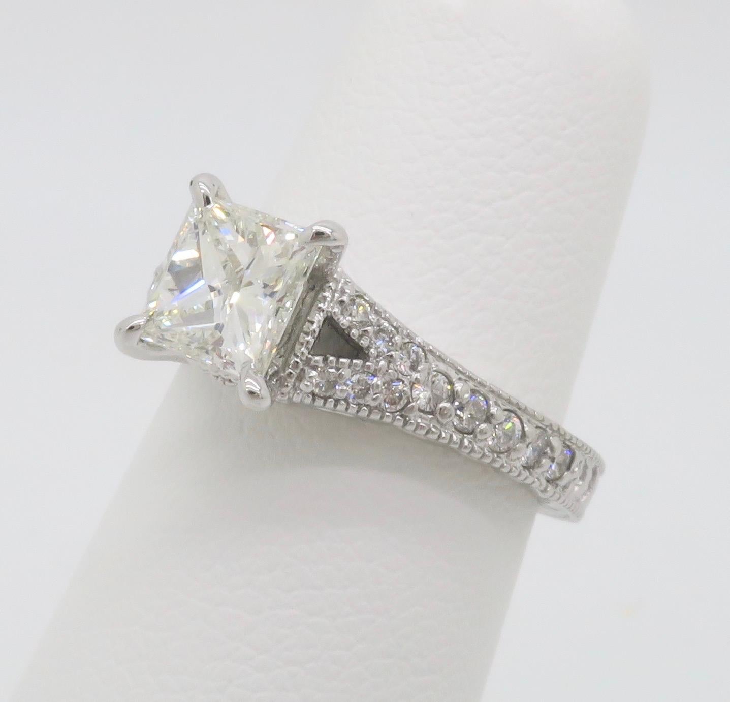 Split Shank Princess Cut Diamond Ring For Sale 1