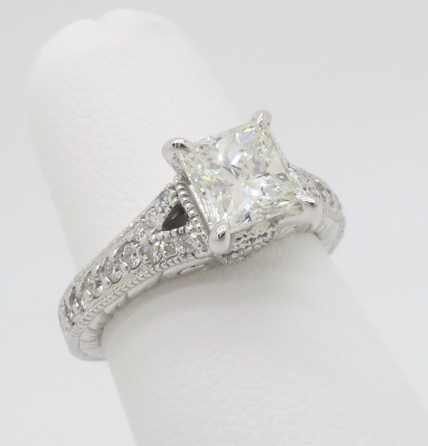 Split Shank Princess Cut Diamond Ring For Sale 2