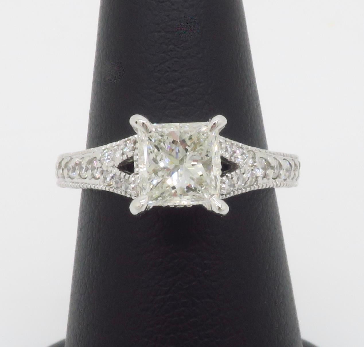 Split Shank Princess Cut Diamond Ring For Sale 3