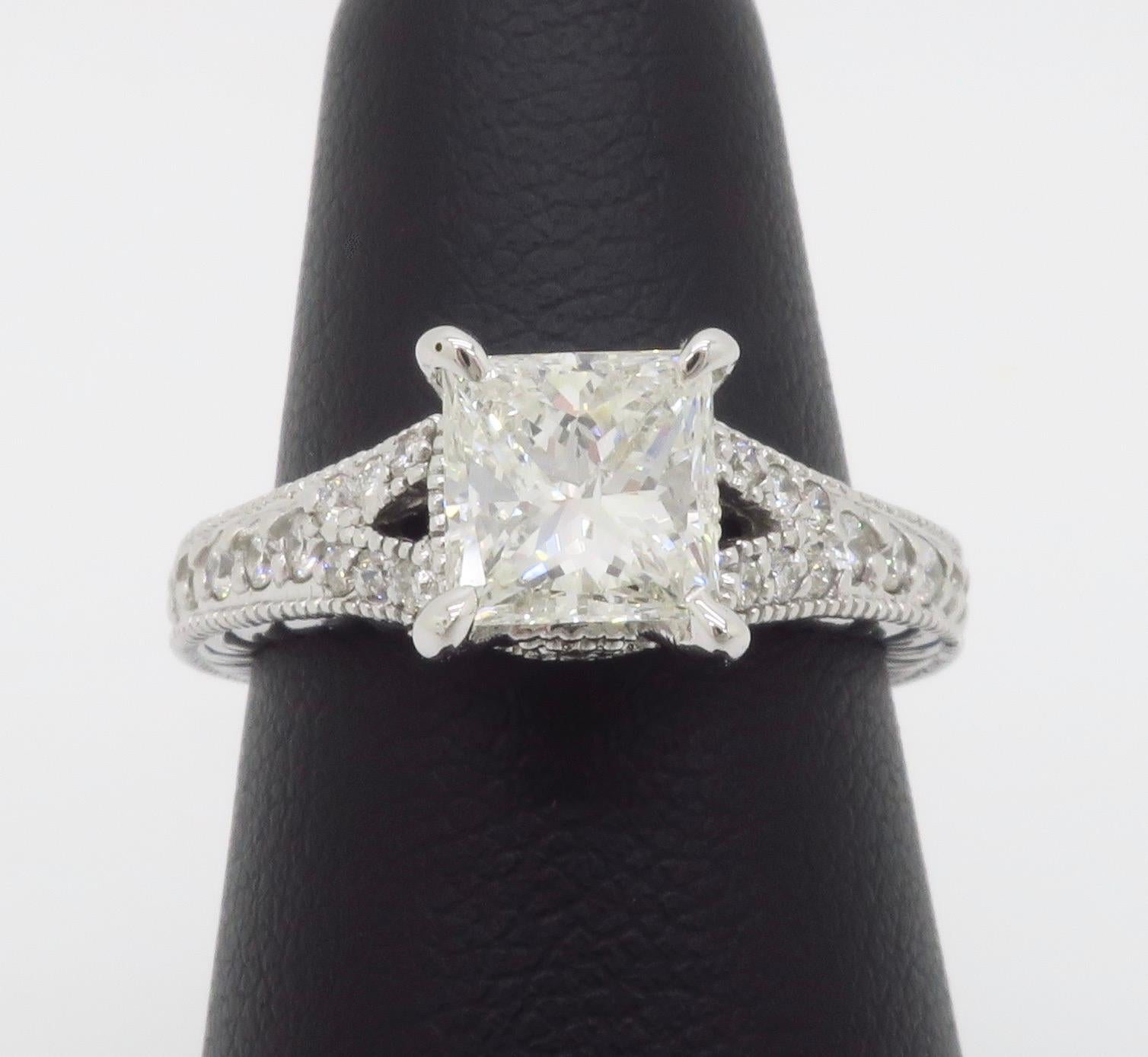 Split Shank Princess Cut Diamond Ring For Sale 4