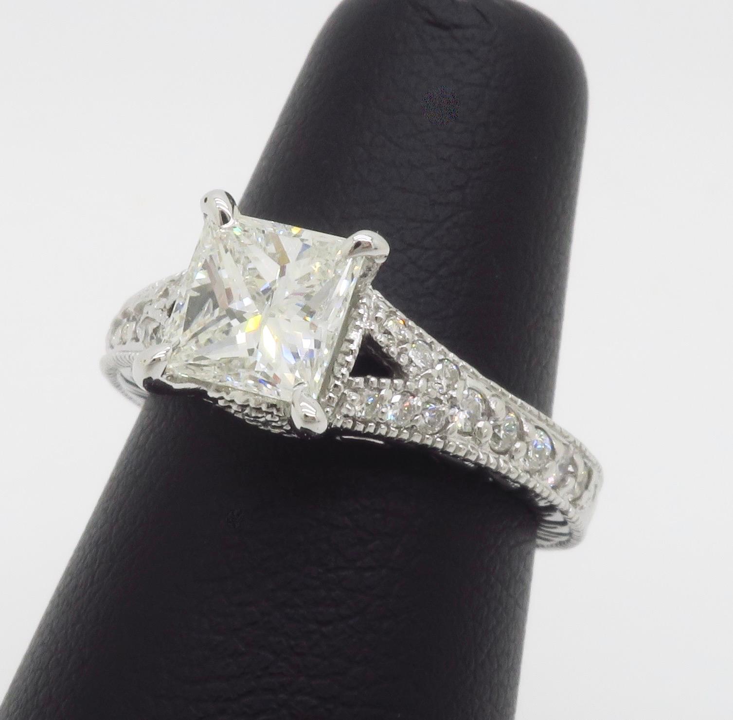 Split Shank Princess Cut Diamond Ring For Sale 5