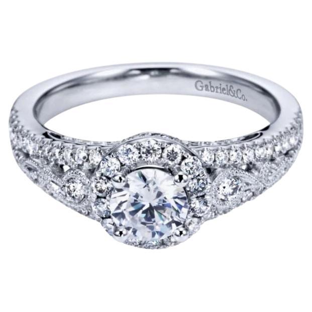 Split Shank White Gold Diamond Engagement Ring For Sale