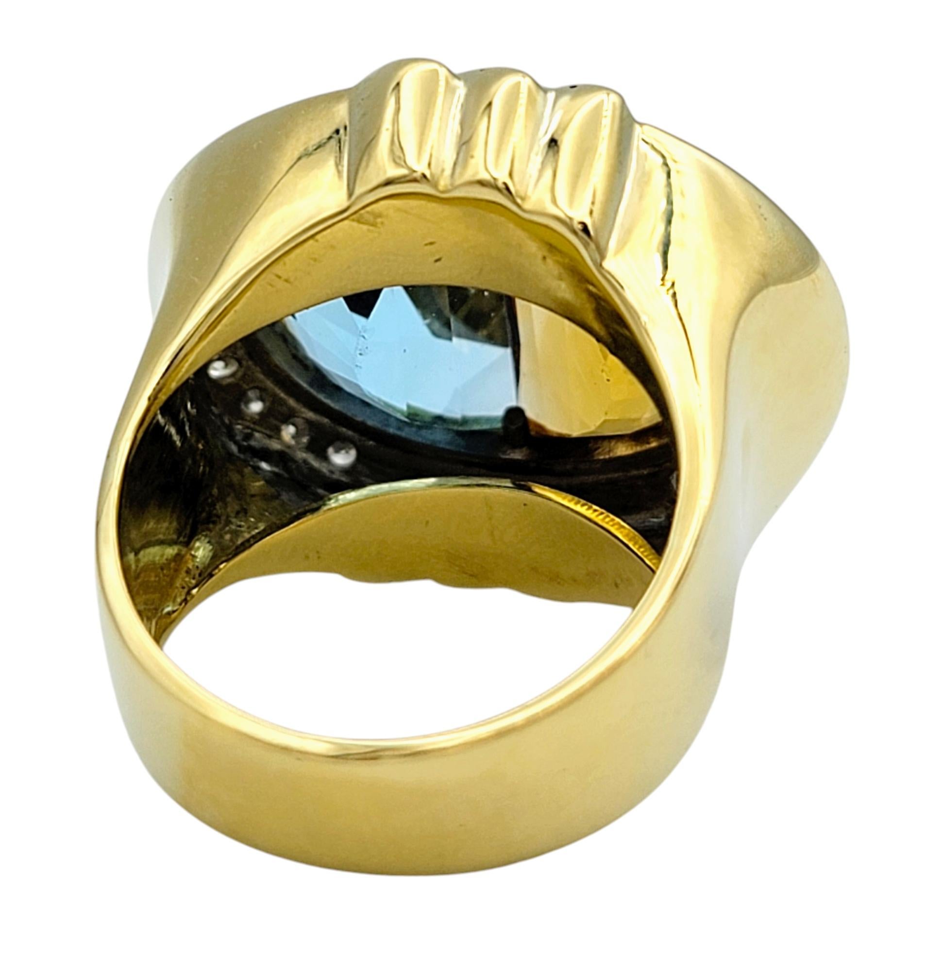 Split Topaz and Citrine Cocktail Ring with Diamonds in 18 Karat Yellow Gold For Sale 1