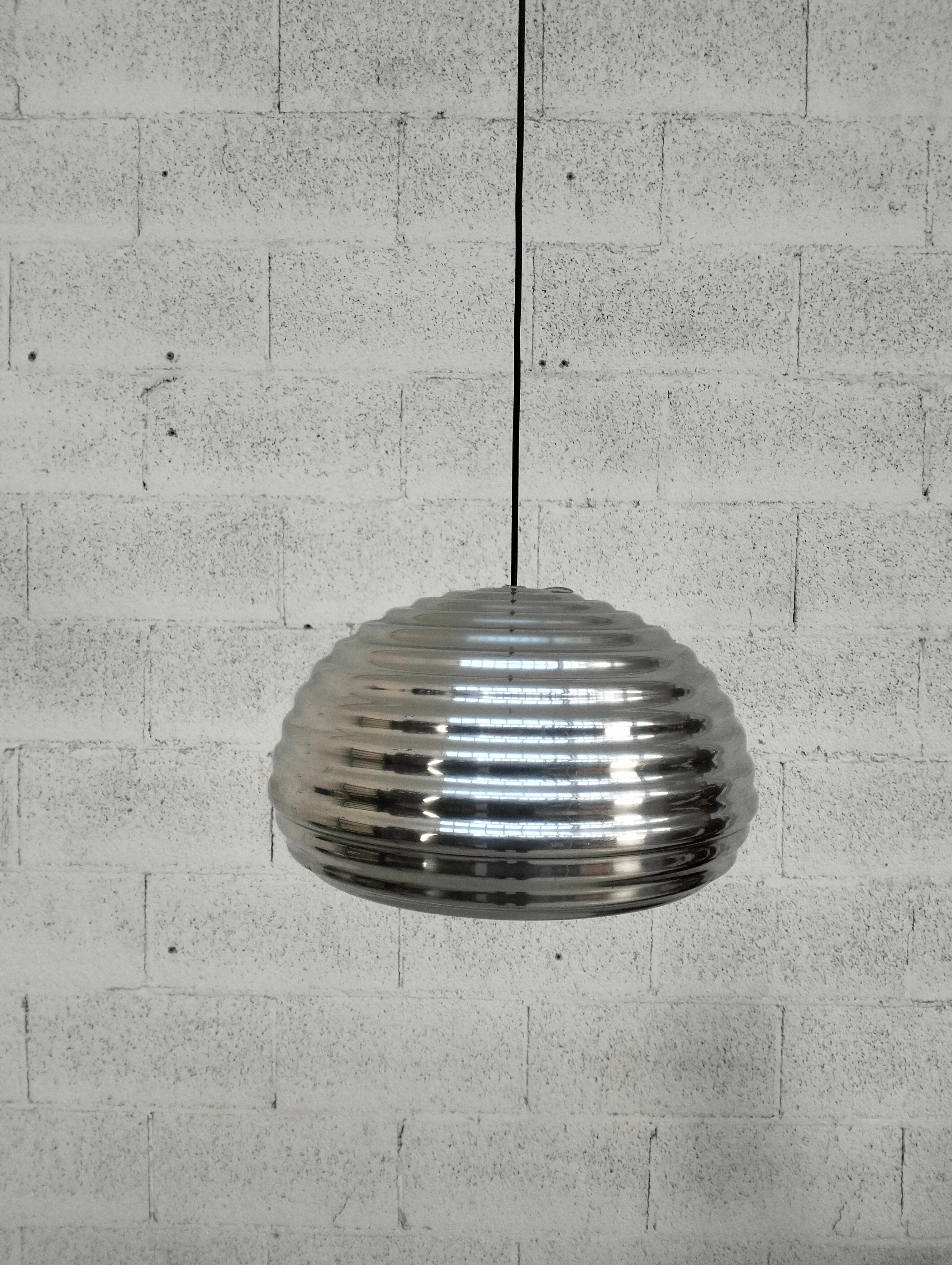 Aluminum “Splugen Brau” pendant lamp By Achille e Piergiacomo Castiglioni per Flos 70s For Sale