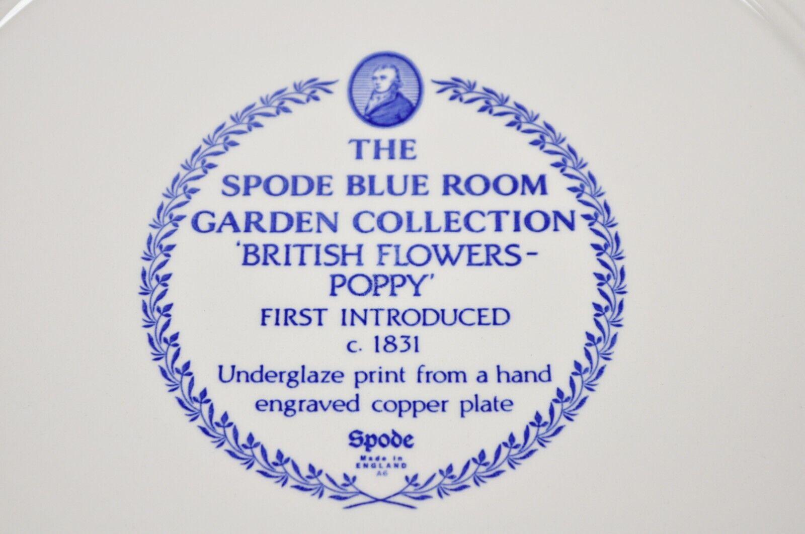 Britannique Assiette plate Spode 13 pouces « Garden Collection Flowers » bleu coquelicot et jaune en vente