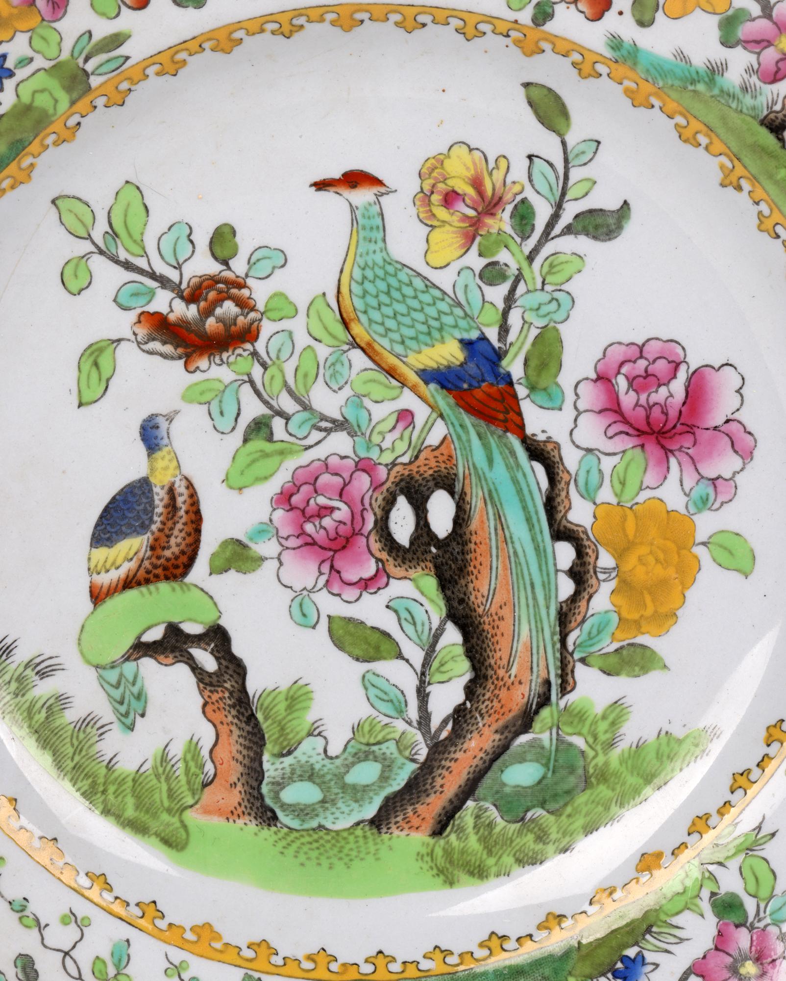 Spode Antique Printed and Over-Painted Cabinet Plate Dated 1914 For Sale 5