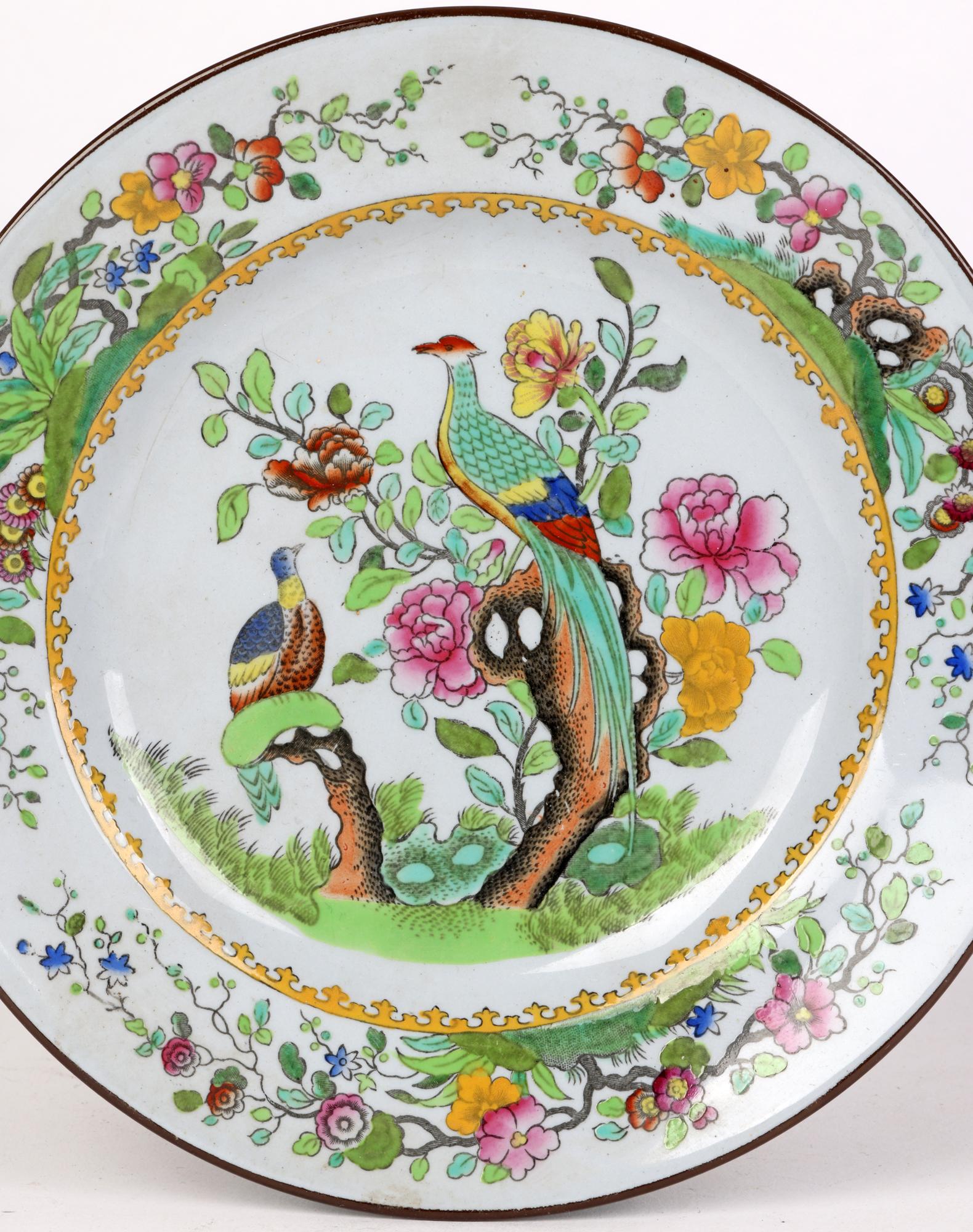 Early 20th Century Spode Antique Printed and Over-Painted Cabinet Plate Dated 1914 For Sale
