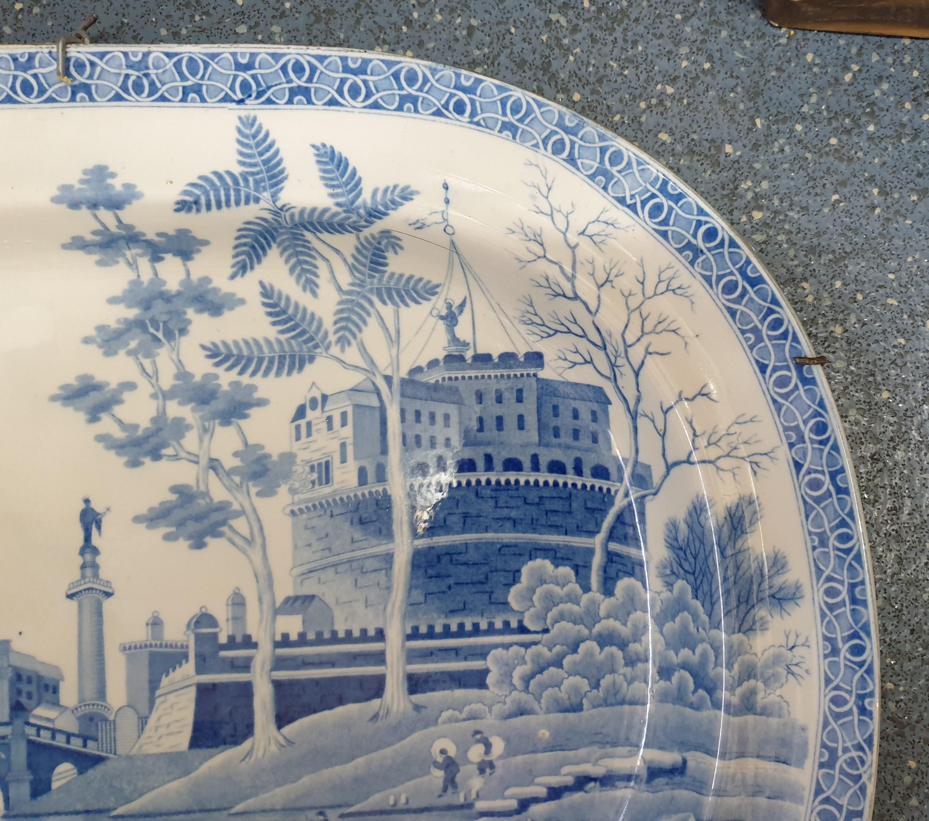 Spode Blue and White Rome Tiber Pattern Meat Platter For Sale 3