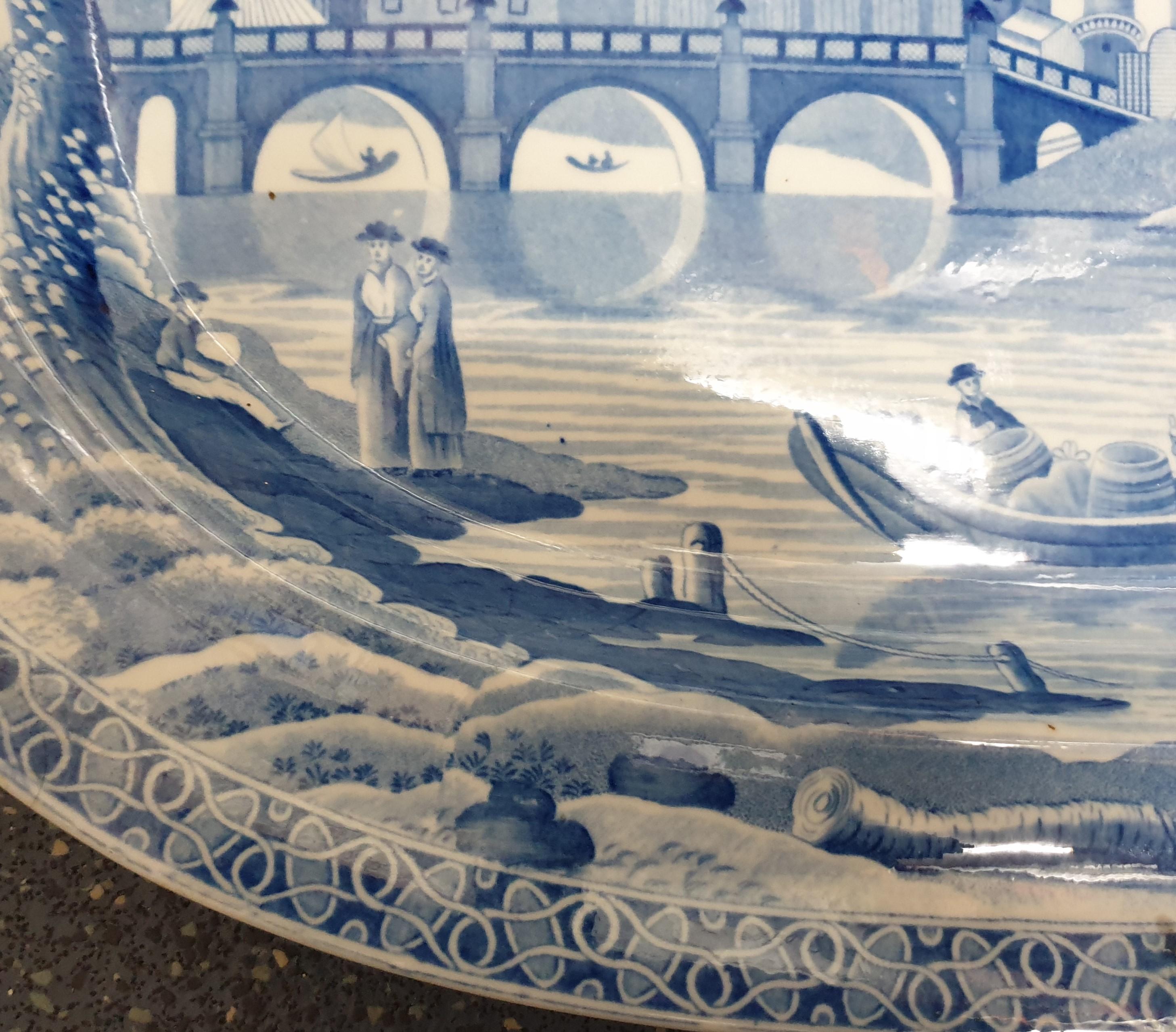 Spode Blue and White Rome Tiber Pattern Meat Platter For Sale 6