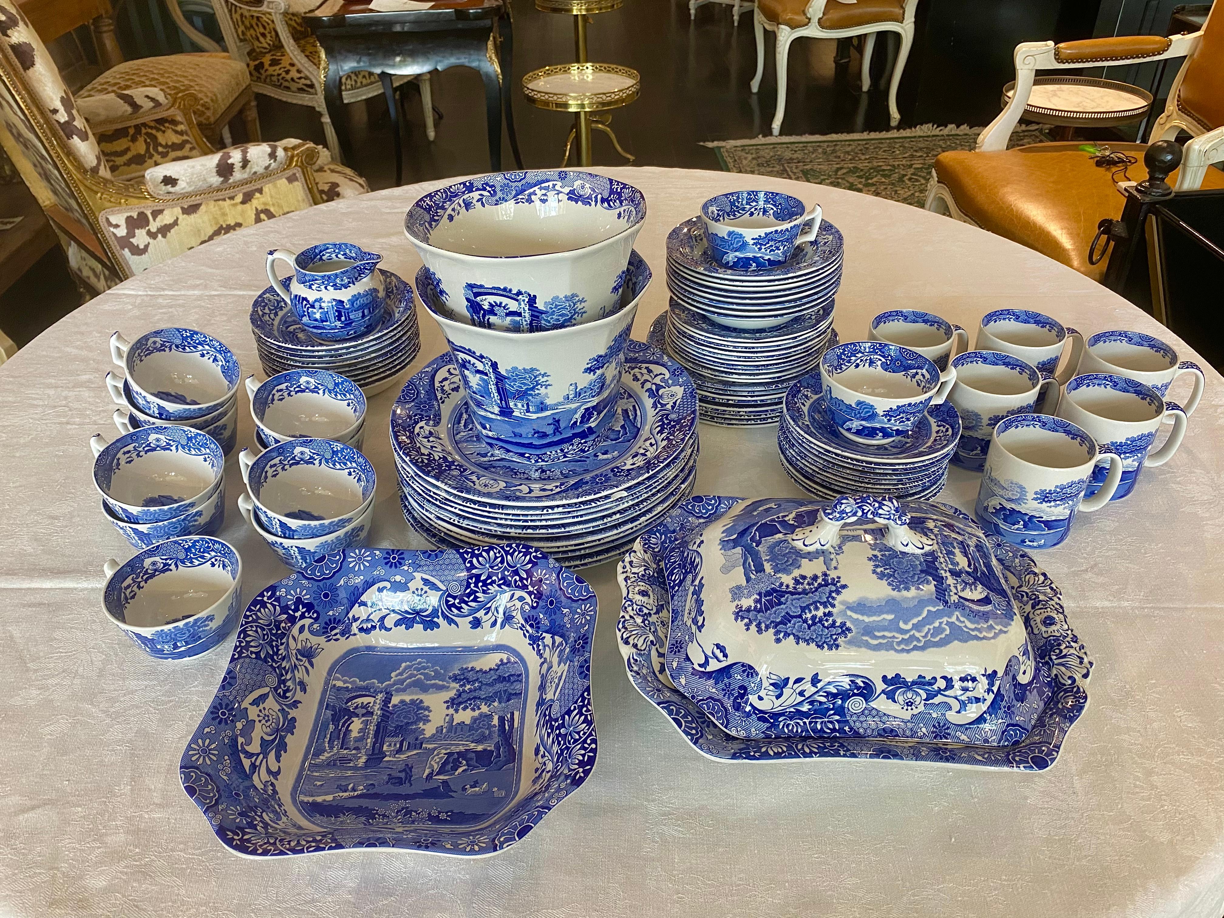 Spode Blue Italian 81 Piece Dinner Set For Sale 13