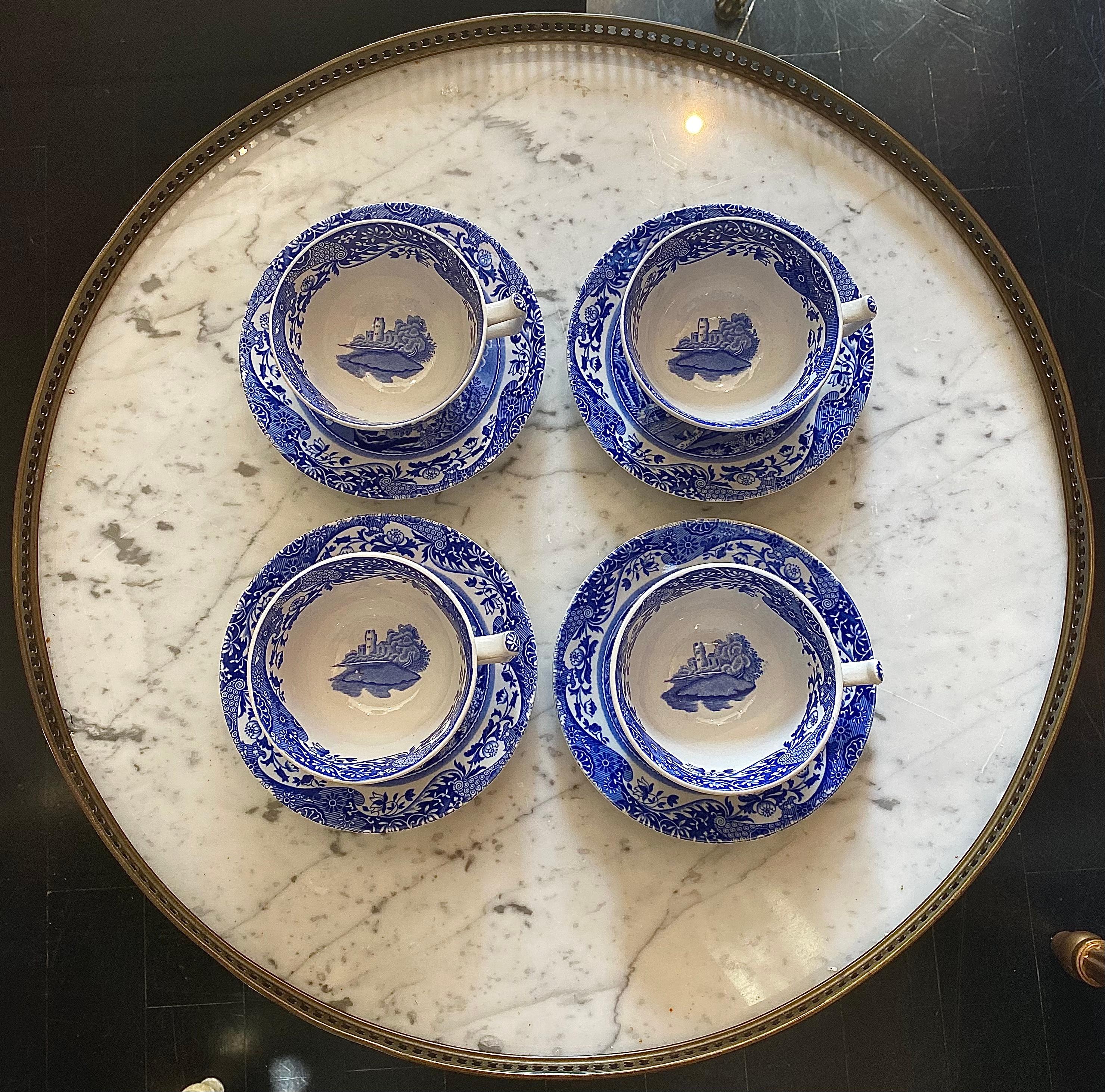 Earthenware Spode Blue Italian 81 Piece Dinner Set For Sale