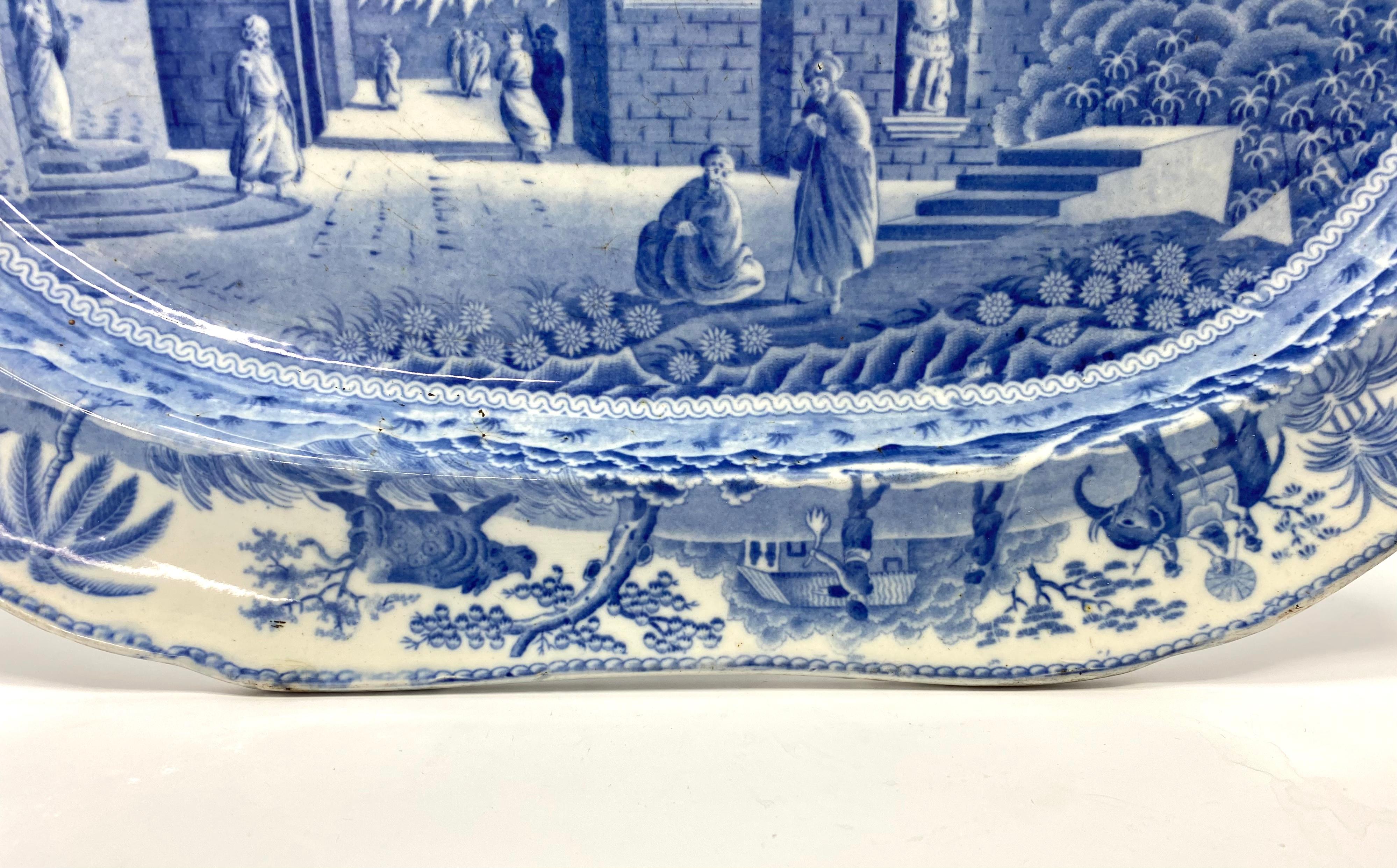 Spode ‘Caramanian’ Meat Plate, ’Castle of Boudron’, c. 1815 In Good Condition In Gargrave, North Yorkshire