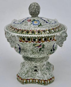 Spode Chintz Floral Potpourri Vase Covered Urn, Staffordshire England Circa 1891
