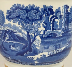 Spode Copeland Jardiniere Blue and White Transferware with Gilt