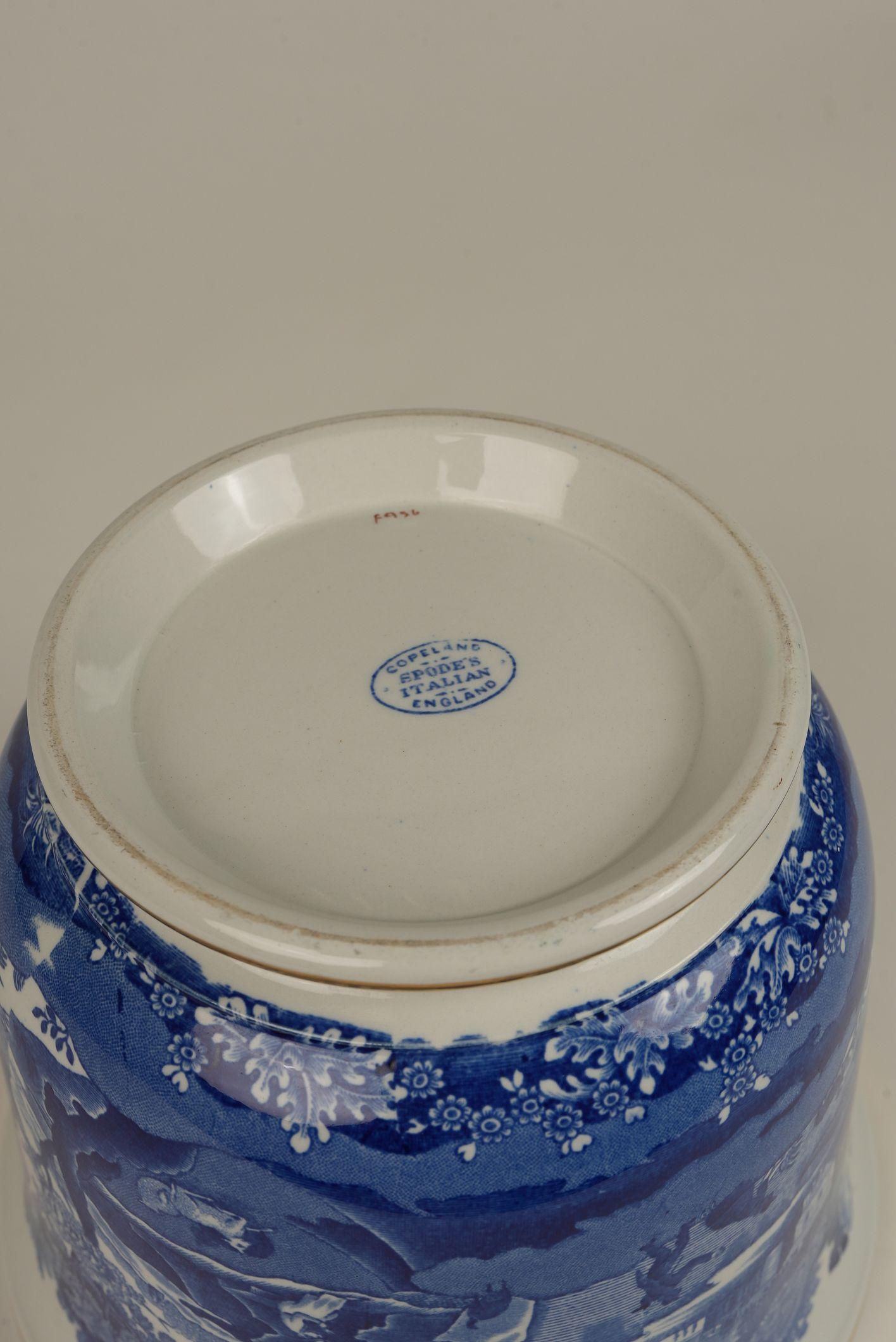 XX secolo Copeland Spode Jardiniere Transferware blu e bianco con doratura in vendita