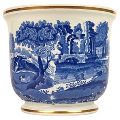 Spode Copeland Jardiniere Blue and White Transferware with Gilt