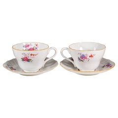 Pareja de tazas y platillos Spode & Copeland para Plummer Ltd NY, 1900-1936