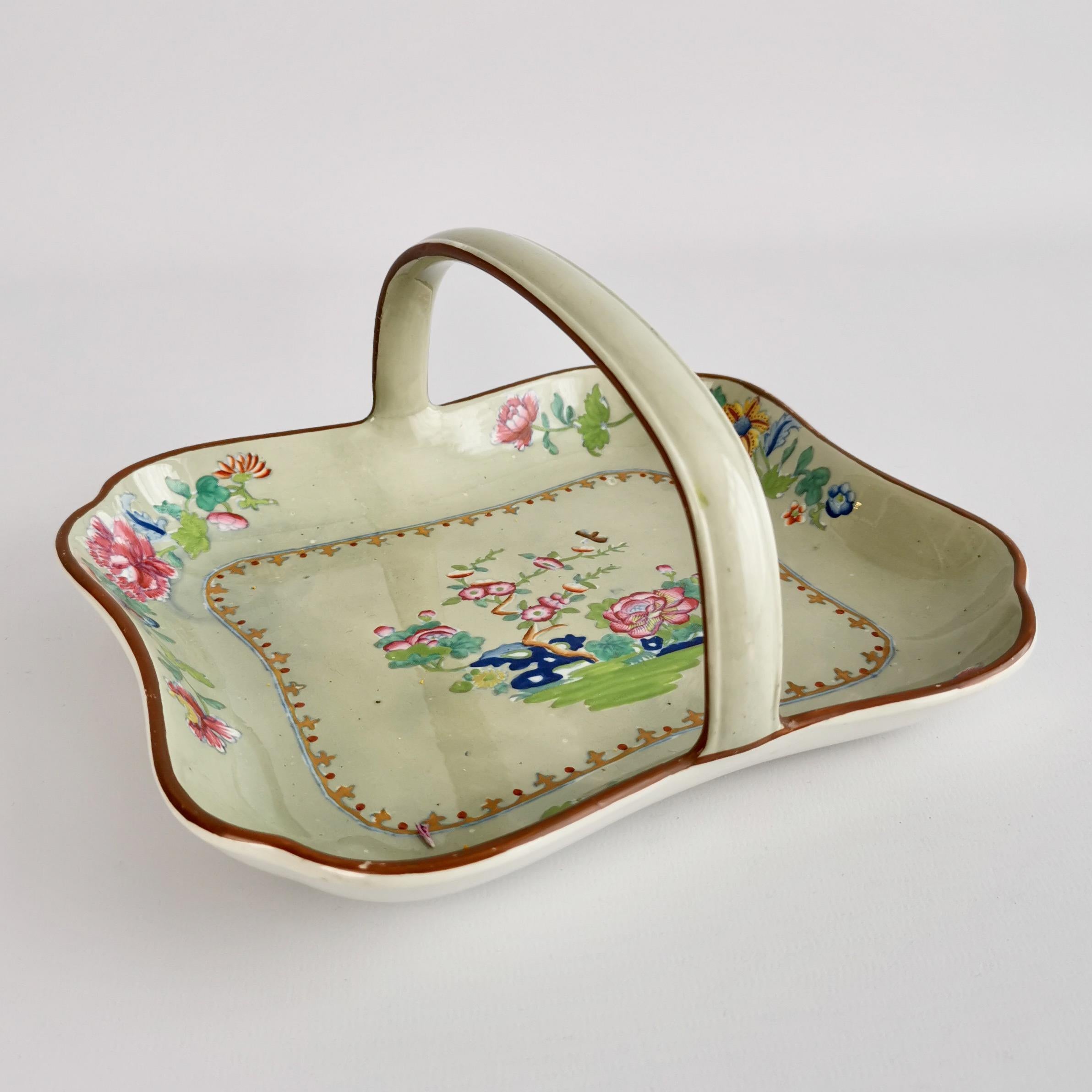 Inglese Servizio da dessert Spode Creamware, verde avocado, cineseria, Reggenza, 1814 in vendita