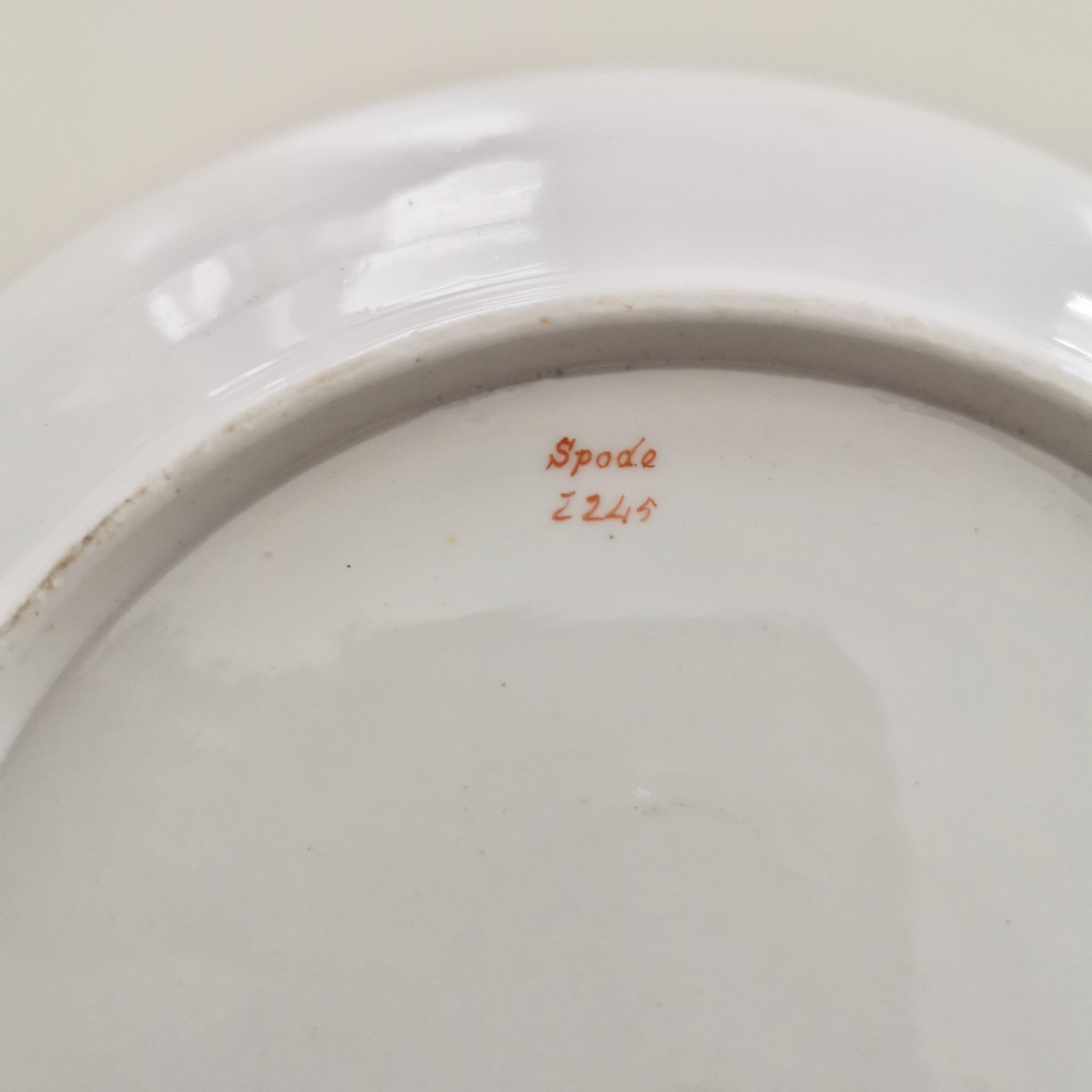 Spode Deep Porcelain Plate, Periwinkle Blue with Orange Flowers, ca 1815 2