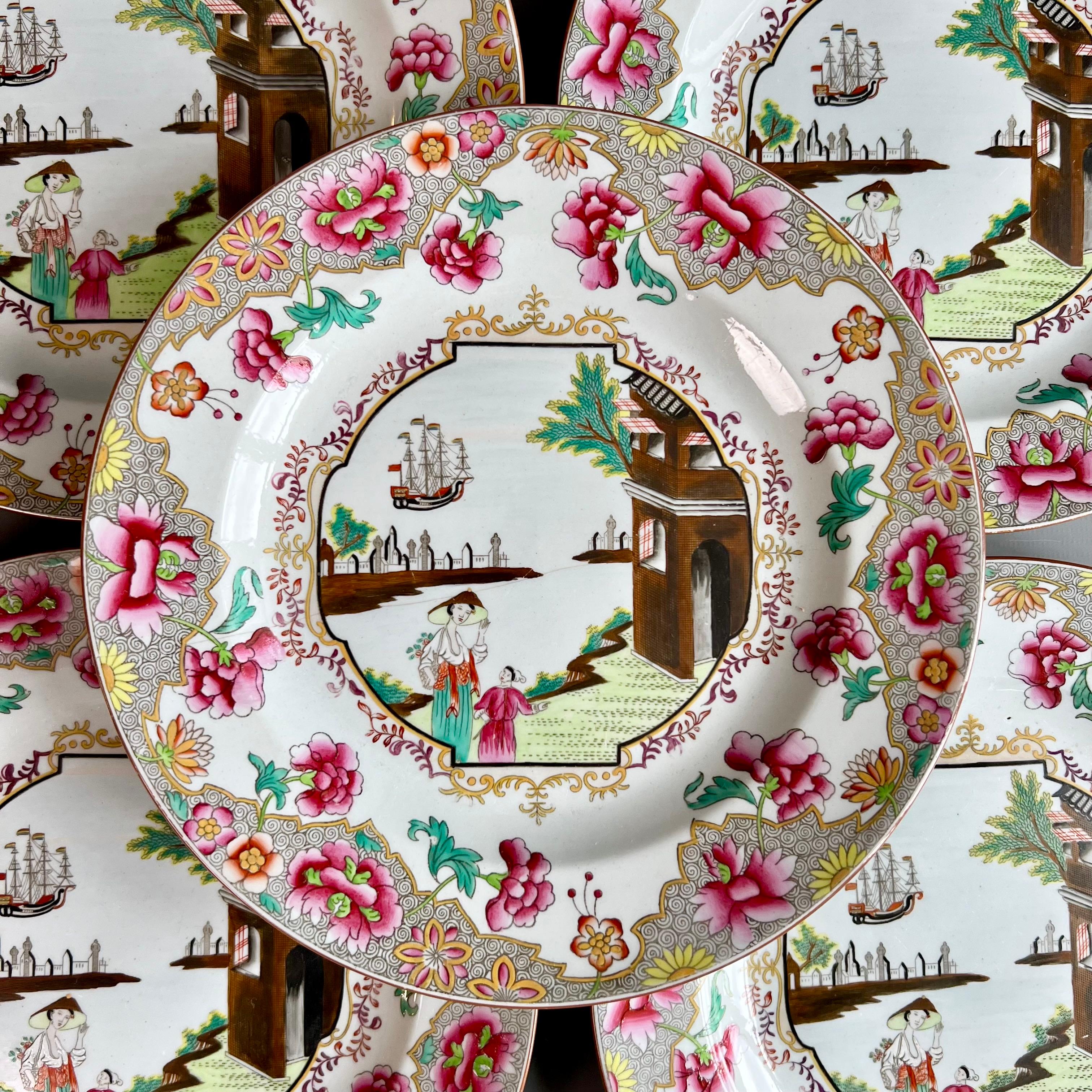 Regency Spode Dessert Service, Ship Pattern no. 3133 on Stone China, 1813-1822 For Sale