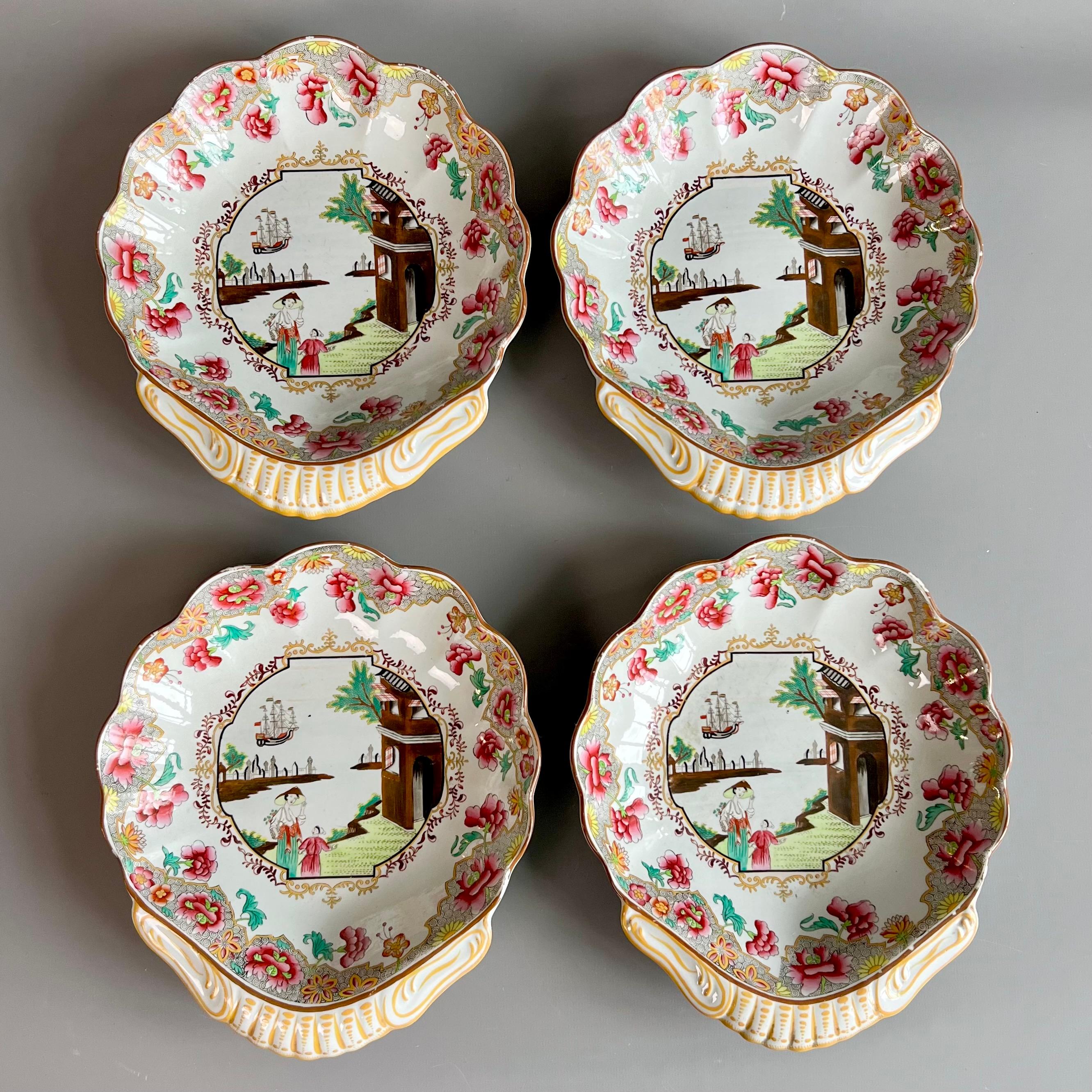 Stoneware Spode Dessert Service, Ship Pattern no. 3133 on Stone China, 1813-1822 For Sale