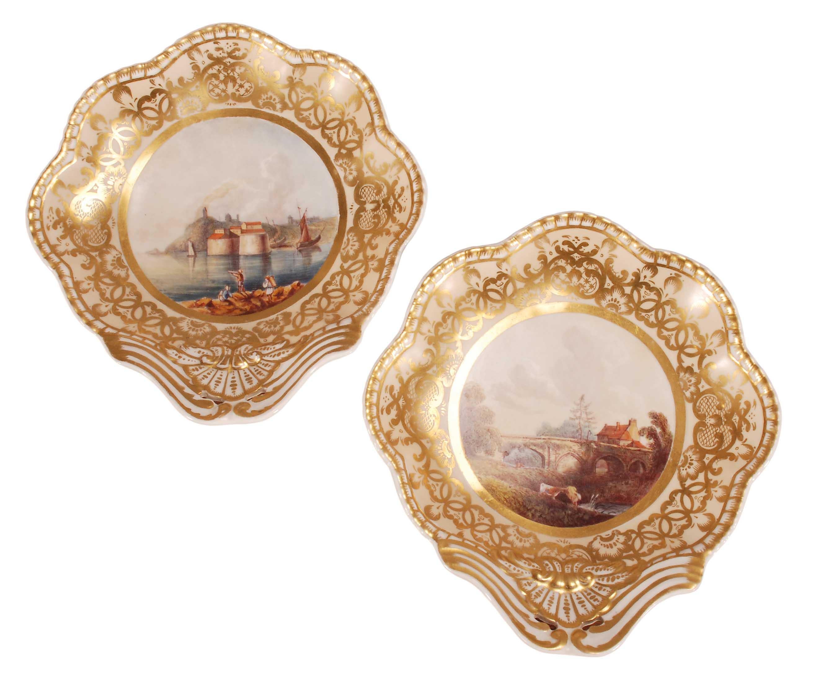 Céramique Service à dessert Spode avec vues de paysages en vente