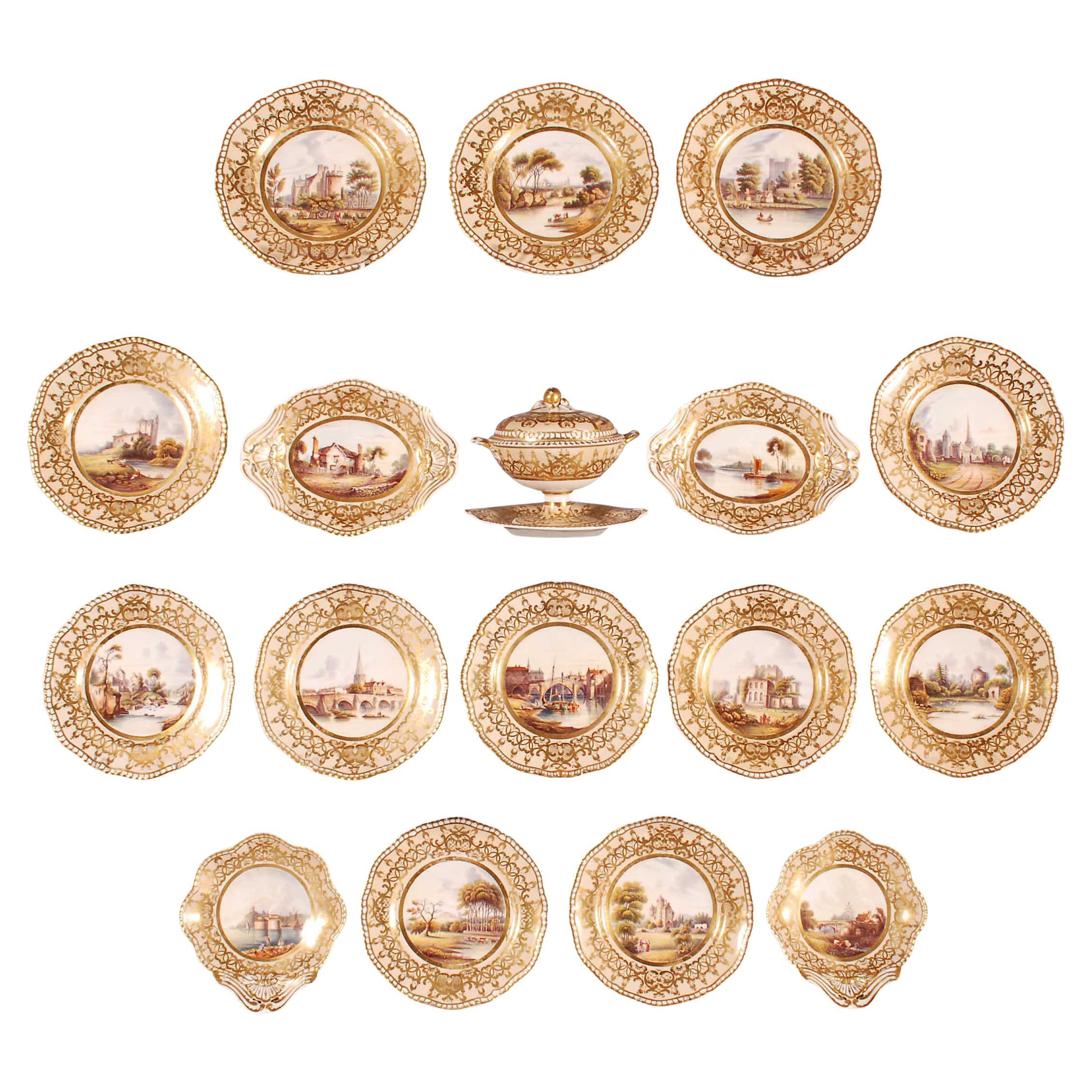 Service à dessert Spode avec vues de paysages