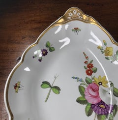 Spode Earthenware Diamond Shaped Dish with Painted Flowers & Insects, c. 1815