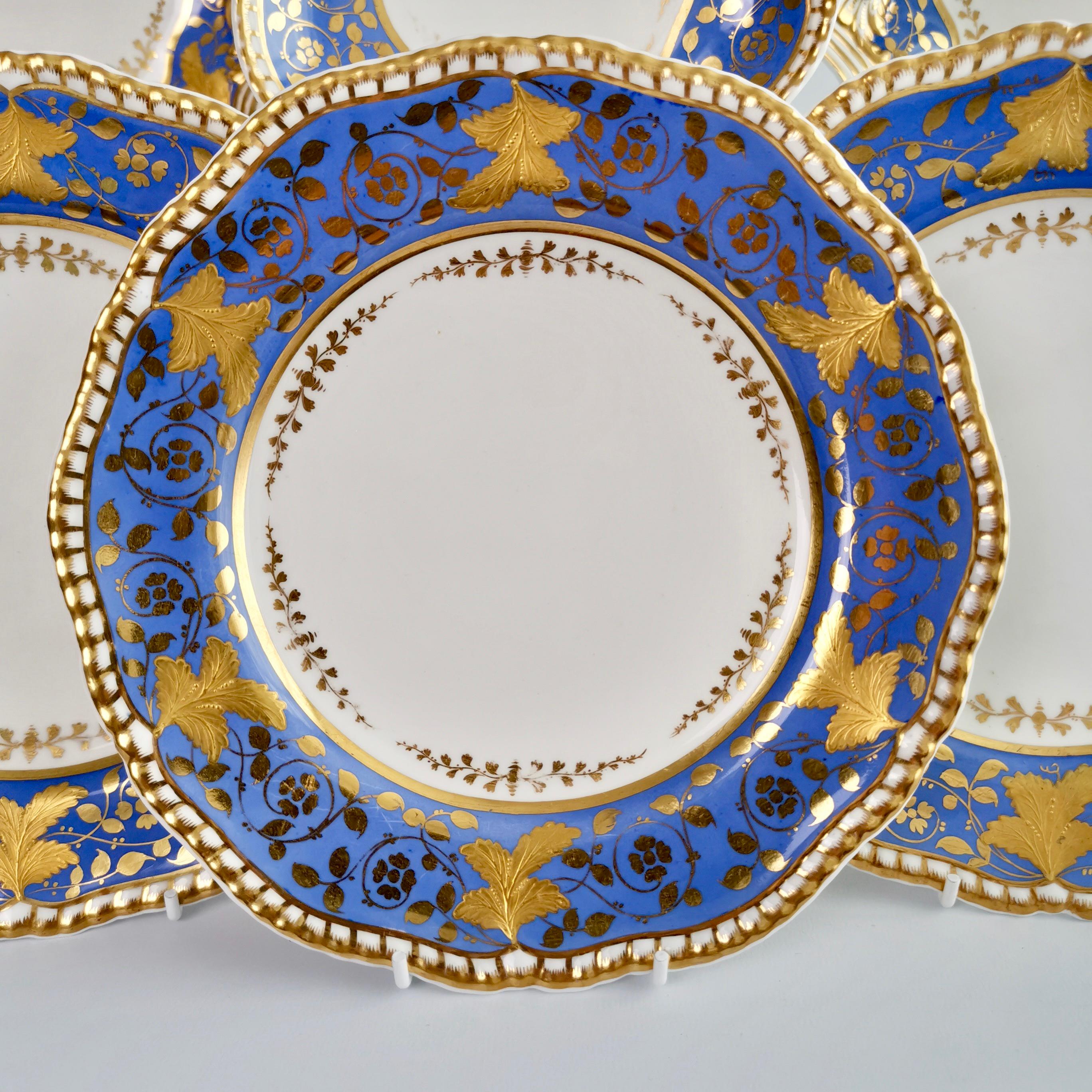 Spode Felspar Dessert Service, Periwinkle Purple and Raised Gilt, Regency 1828 3