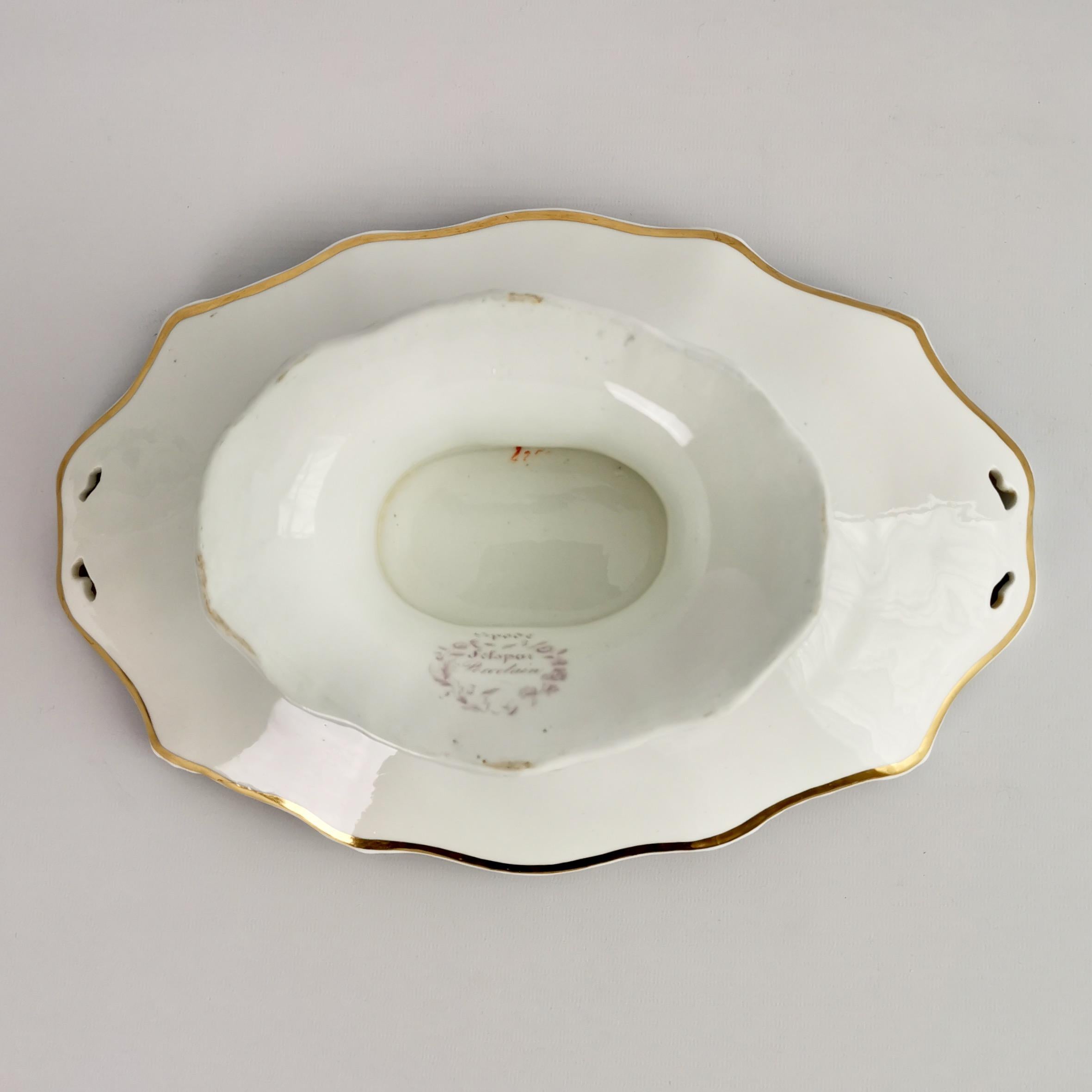 Spode Felspar Dessert Service, Periwinkle Purple and Raised Gilt, Regency 1828 In Good Condition In London, GB