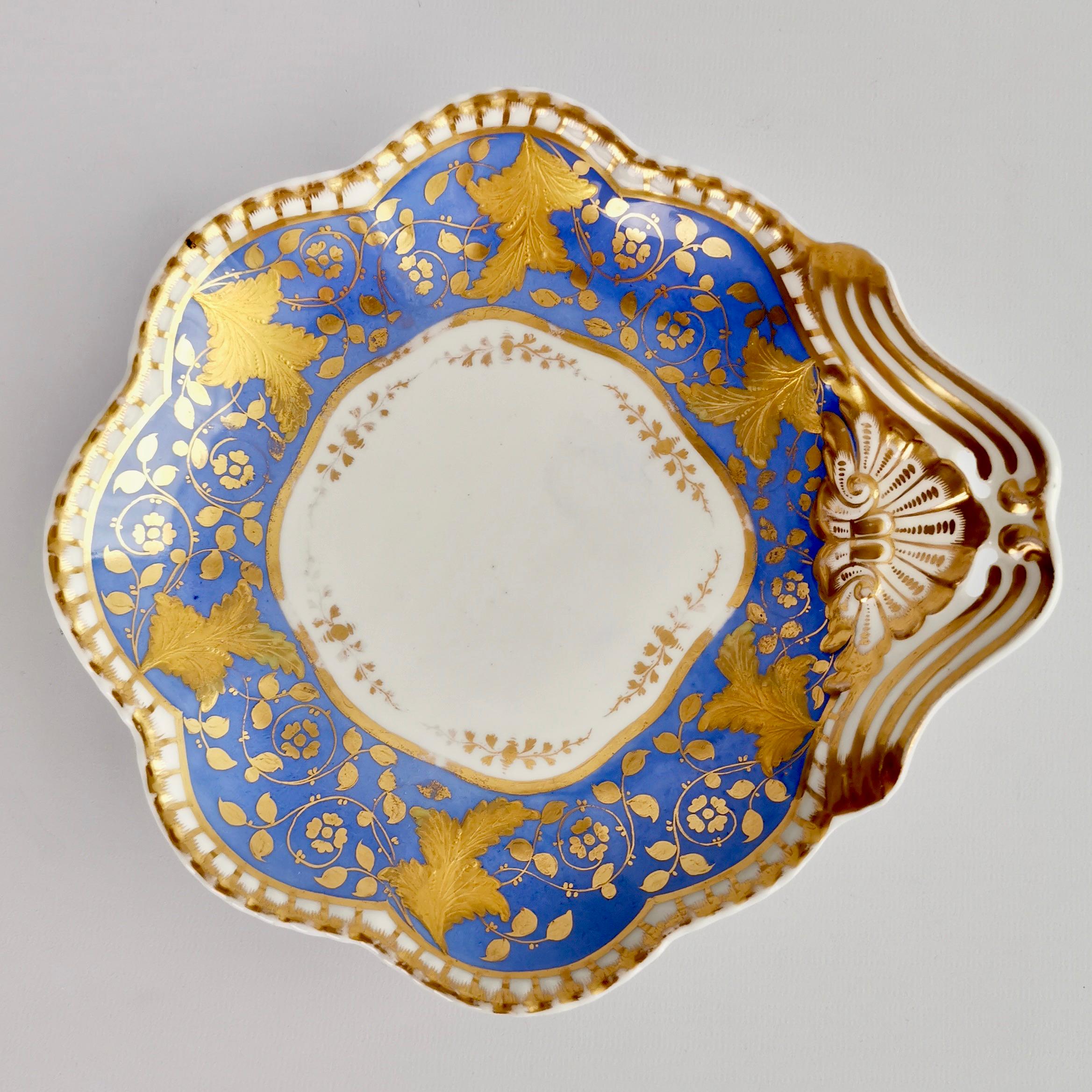 Spode Felspar Dessert Service, Periwinkle Purple and Raised Gilt, Regency 1828 1