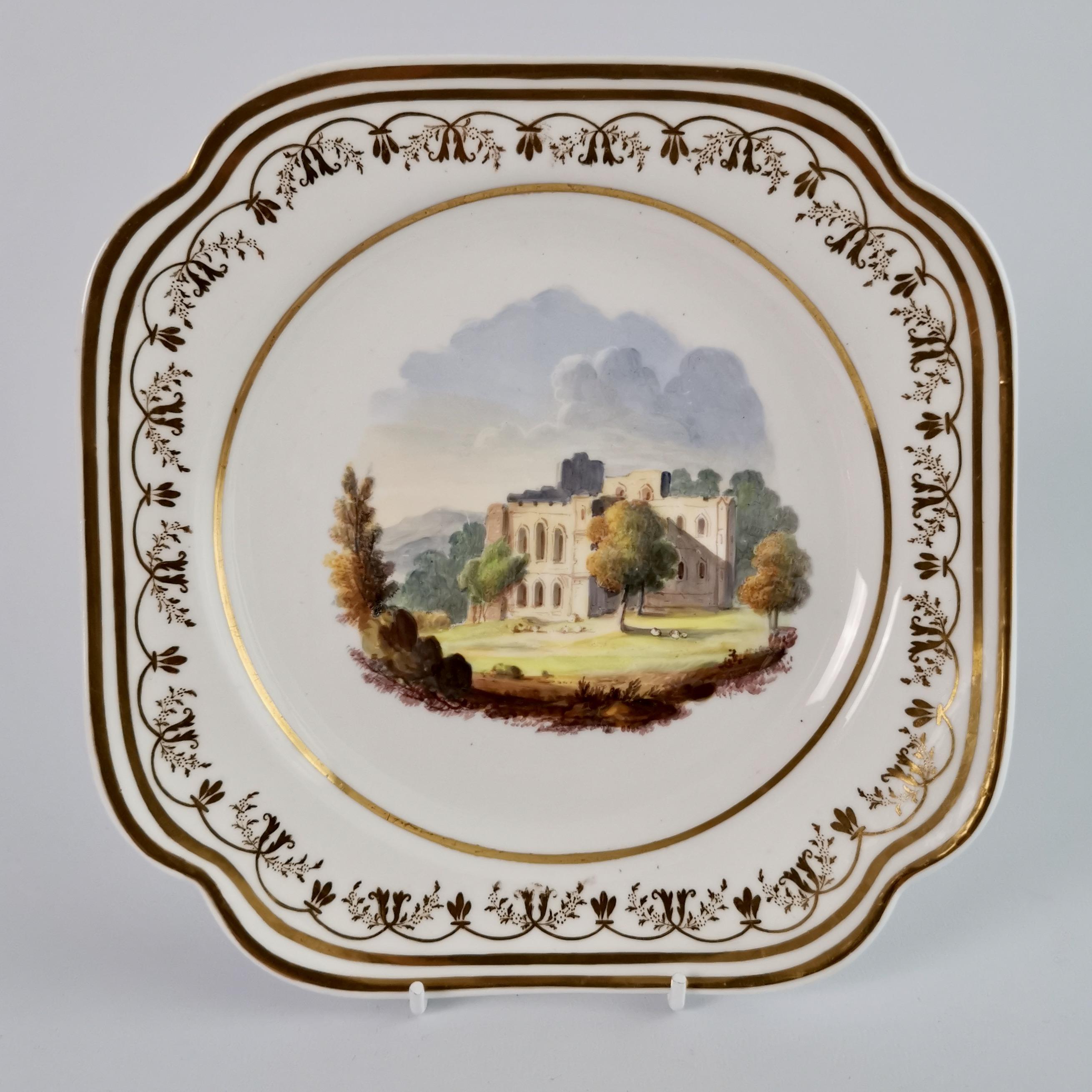 Spode Felspar Porcelain Dessert Service, Landscape Paintings, Regency ca 1820 5