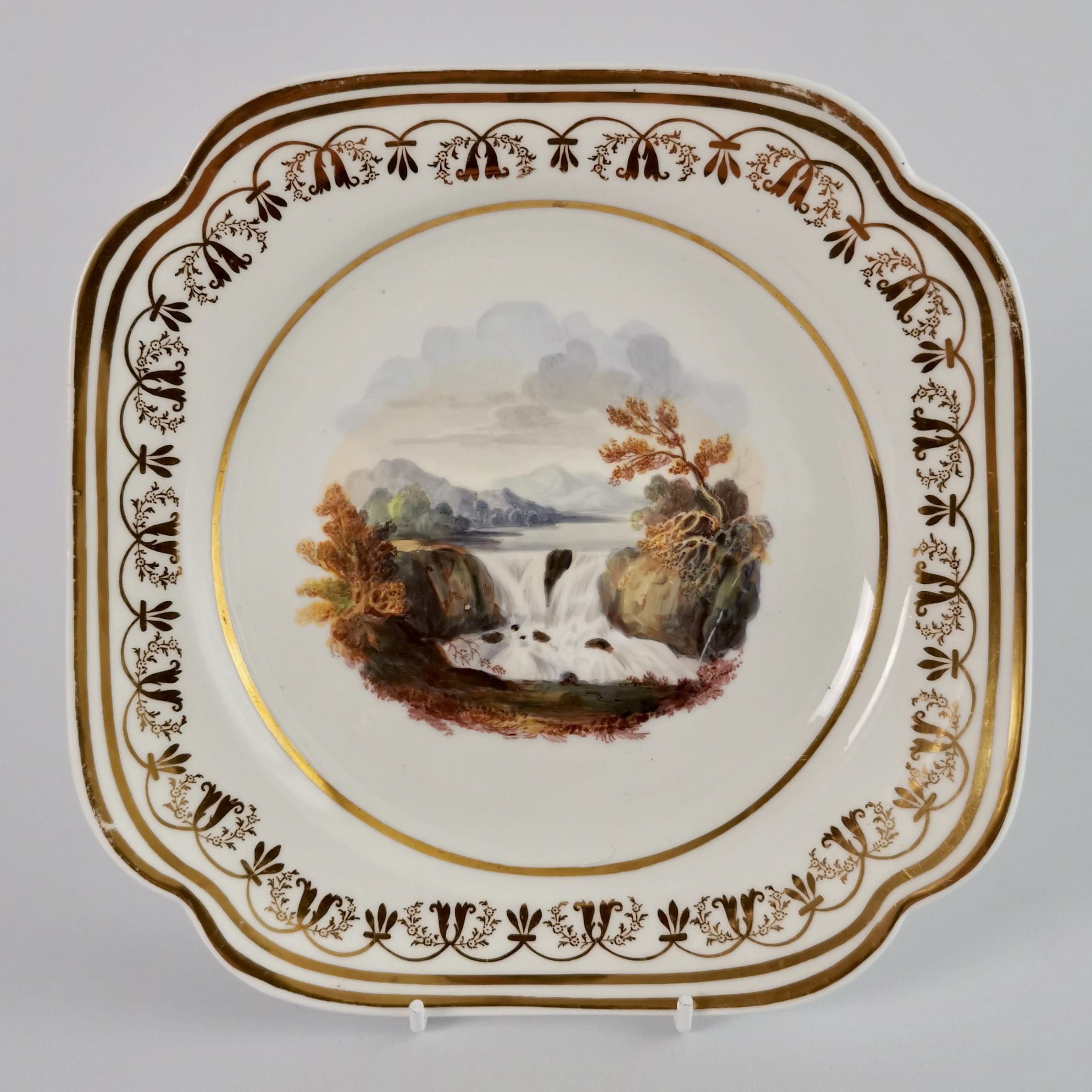 Spode Felspar Porcelain Dessert Service, Landscape Paintings, Regency ca 1820 7